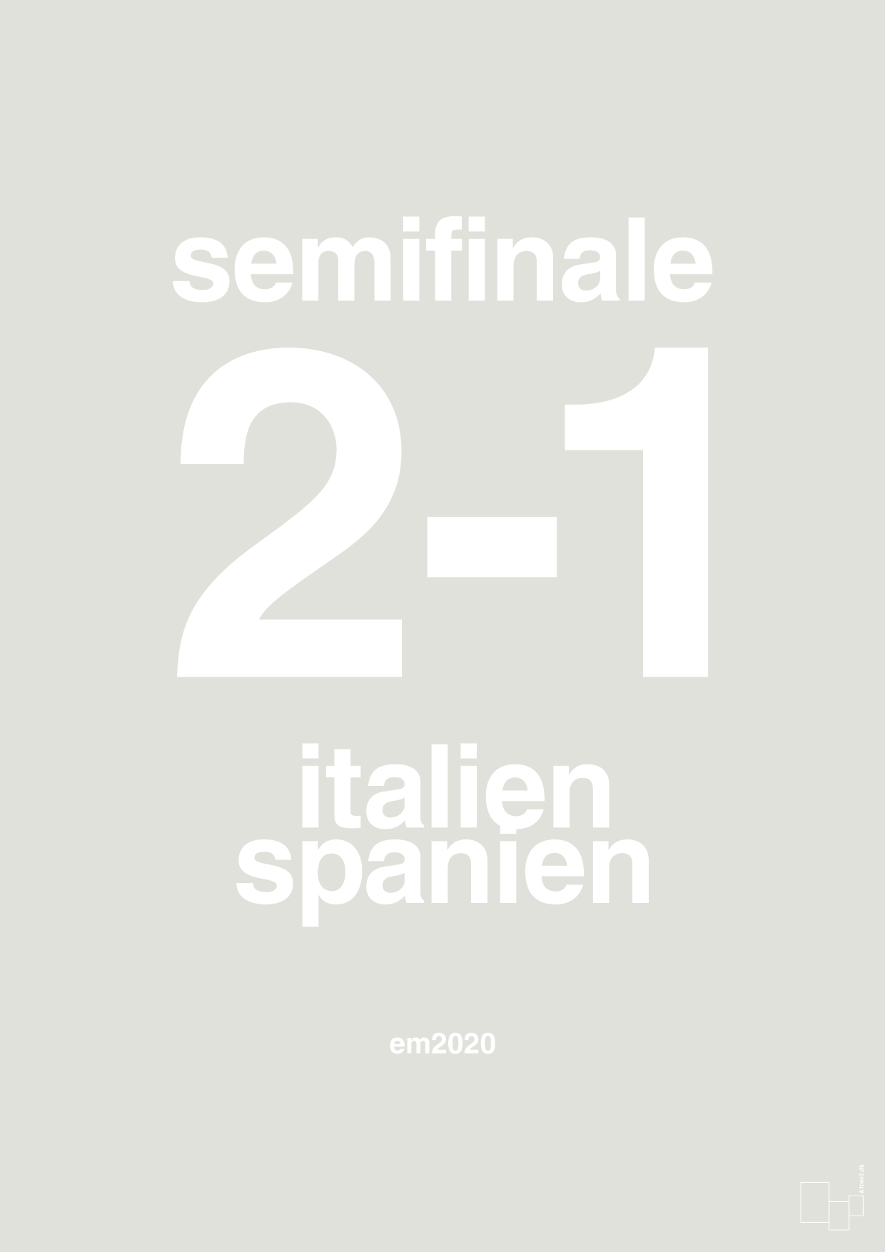 plakat: resultat for fodbold em semifinale B i 2020 - painters white-Fodbold-A1two3