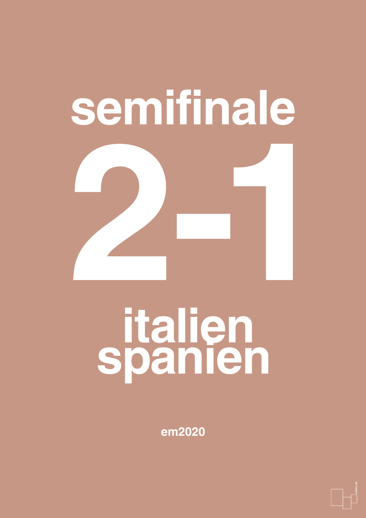 plakat: resultat for fodbold em semifinale B i 2020 - powder-Fodbold-A1two3