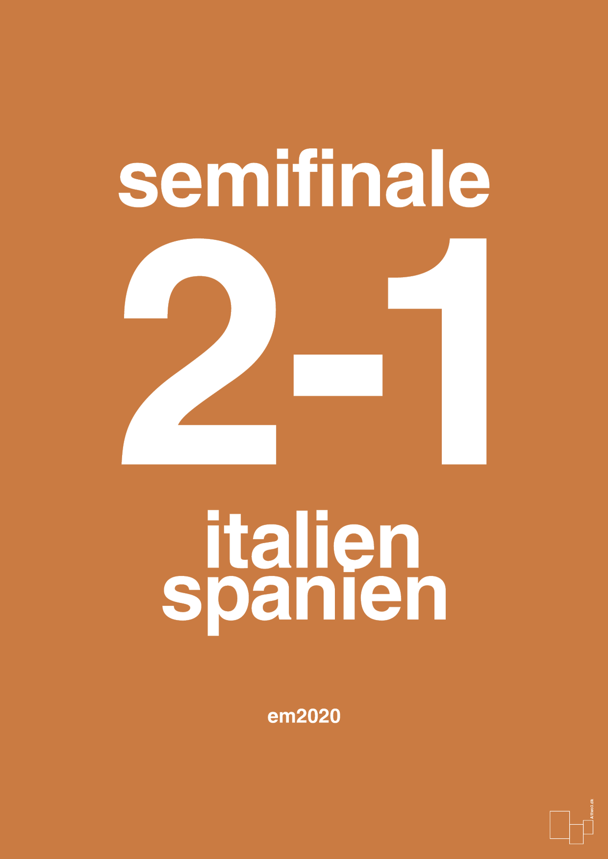 plakat: resultat for fodbold em semifinale B i 2020 - rumba orange-Fodbold-A1two3