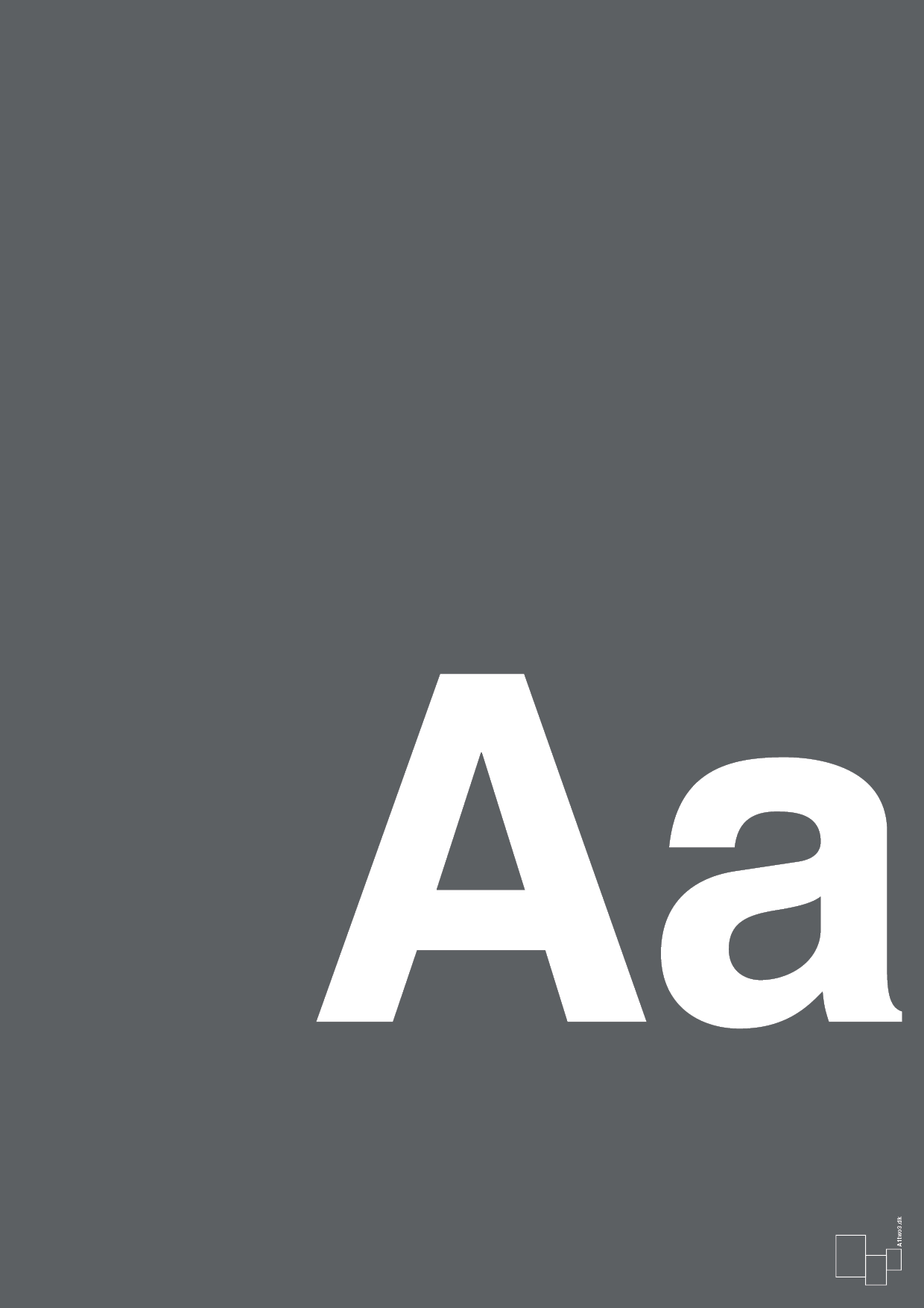 plakat: Bogstav Aa - graphic charcoal-Bogstaver-A1two3