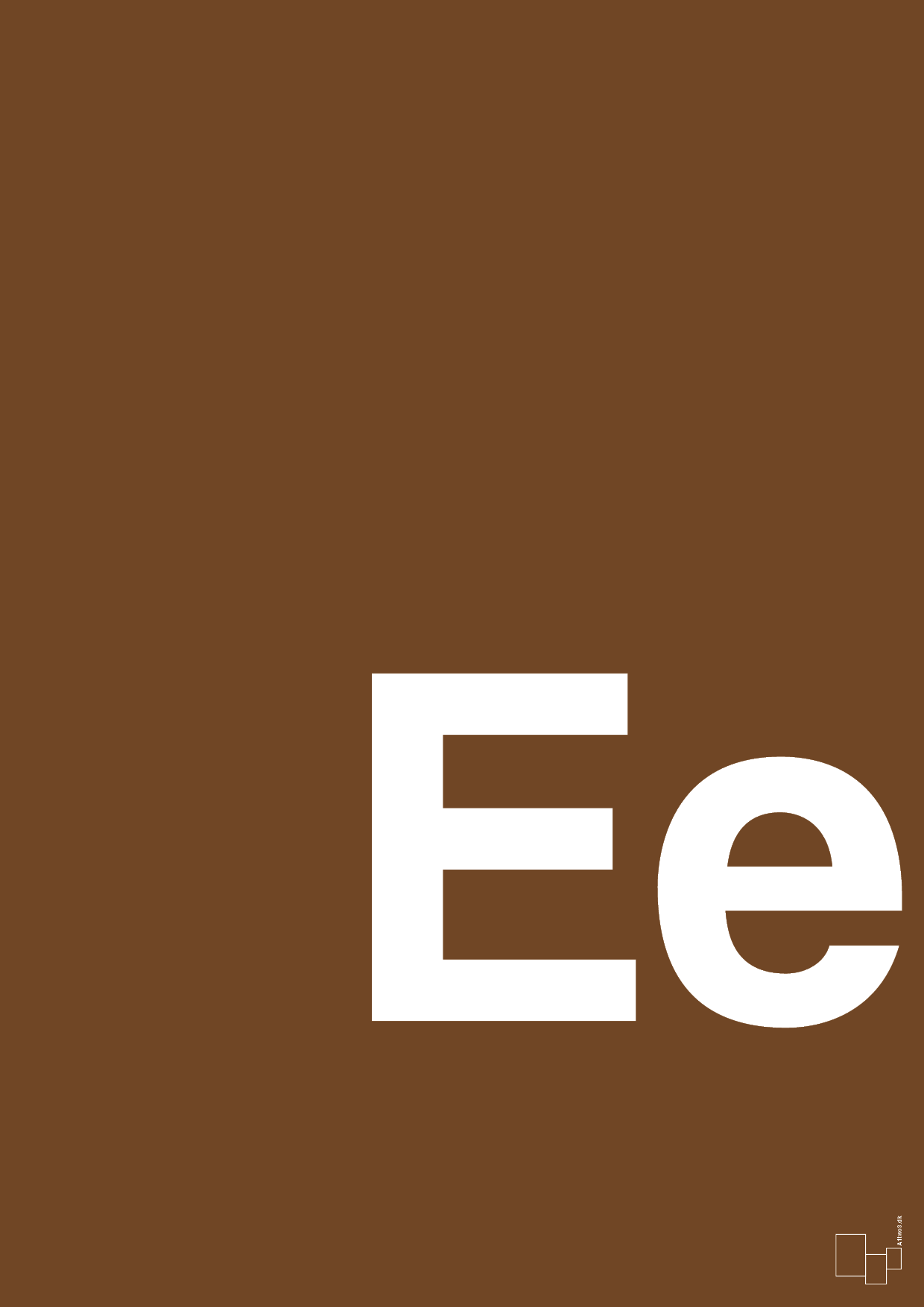 plakat: Bogstav Ee - dark brown-Bogstaver-A1two3