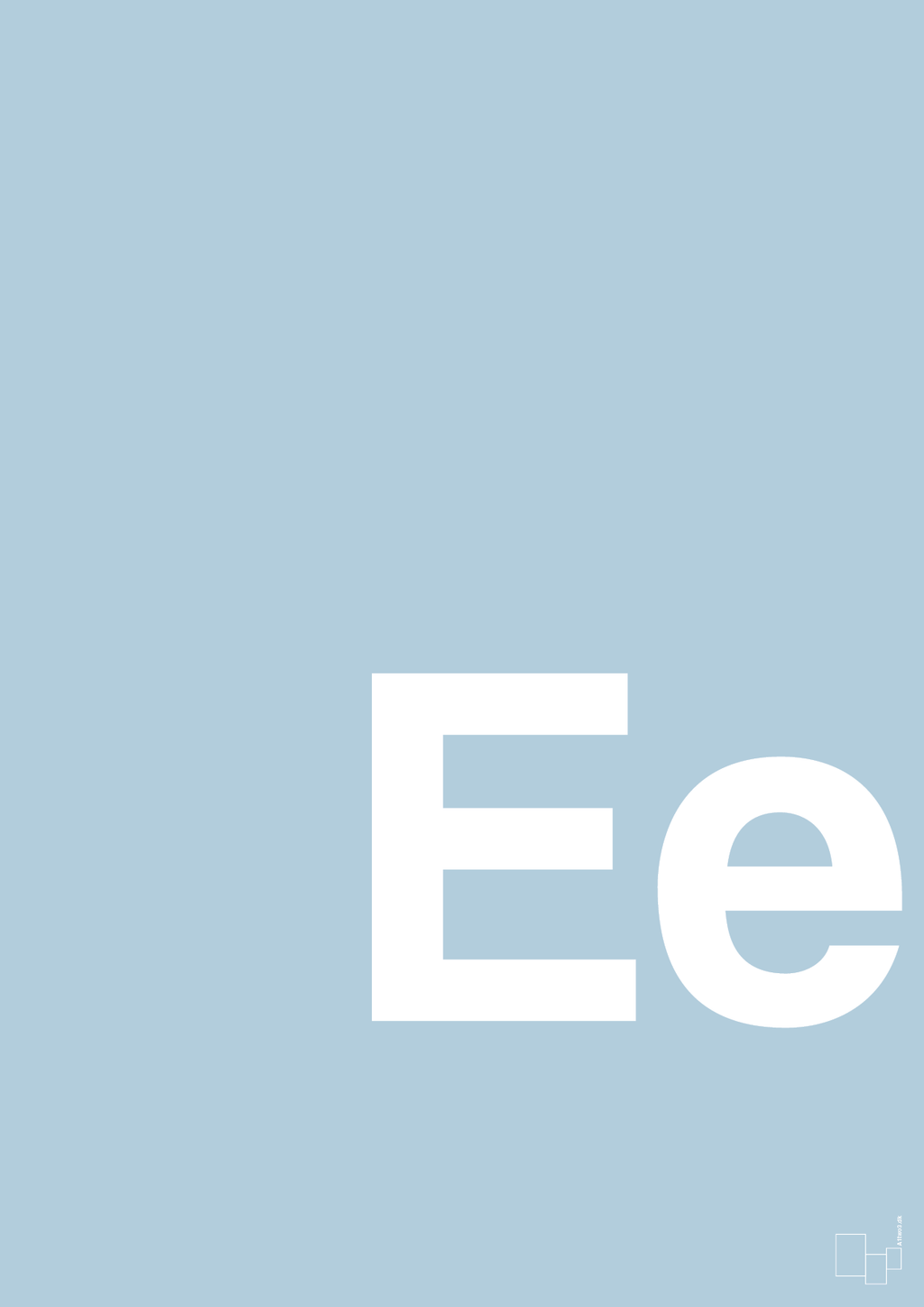 plakat: Bogstav Ee - heavenly blue-Bogstaver-A1two3