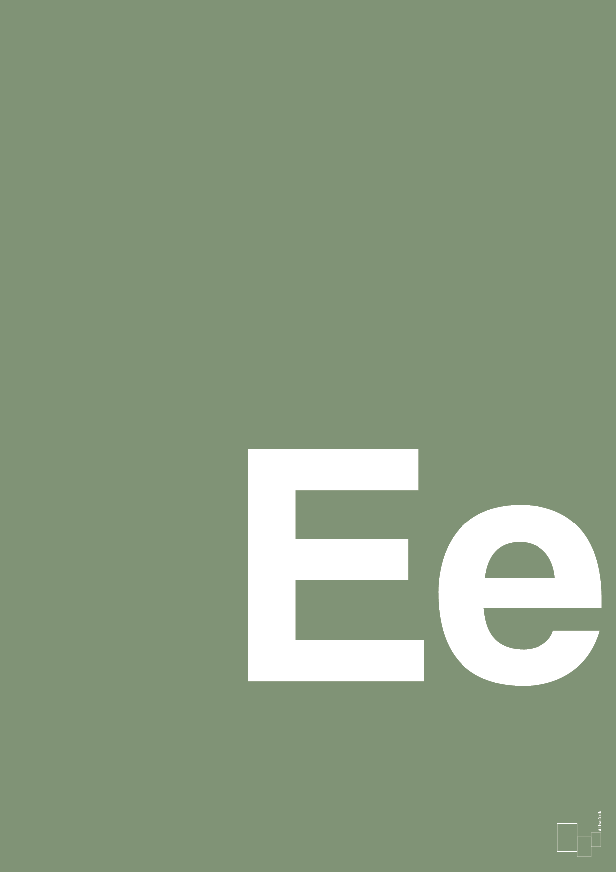 plakat: Bogstav Ee - jade-Bogstaver-A1two3