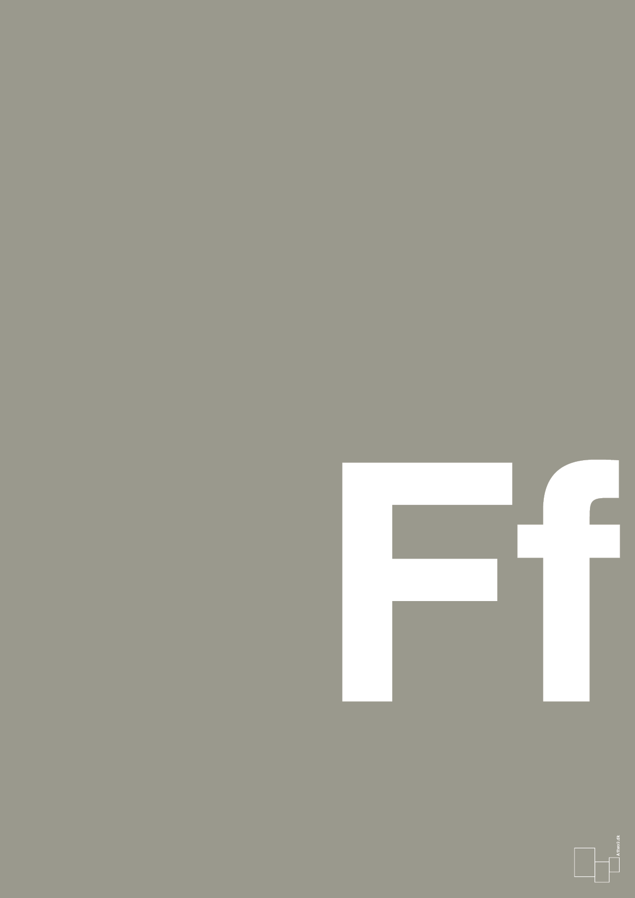 plakat: Bogstav Ff - battleship gray-Bogstaver-A1two3