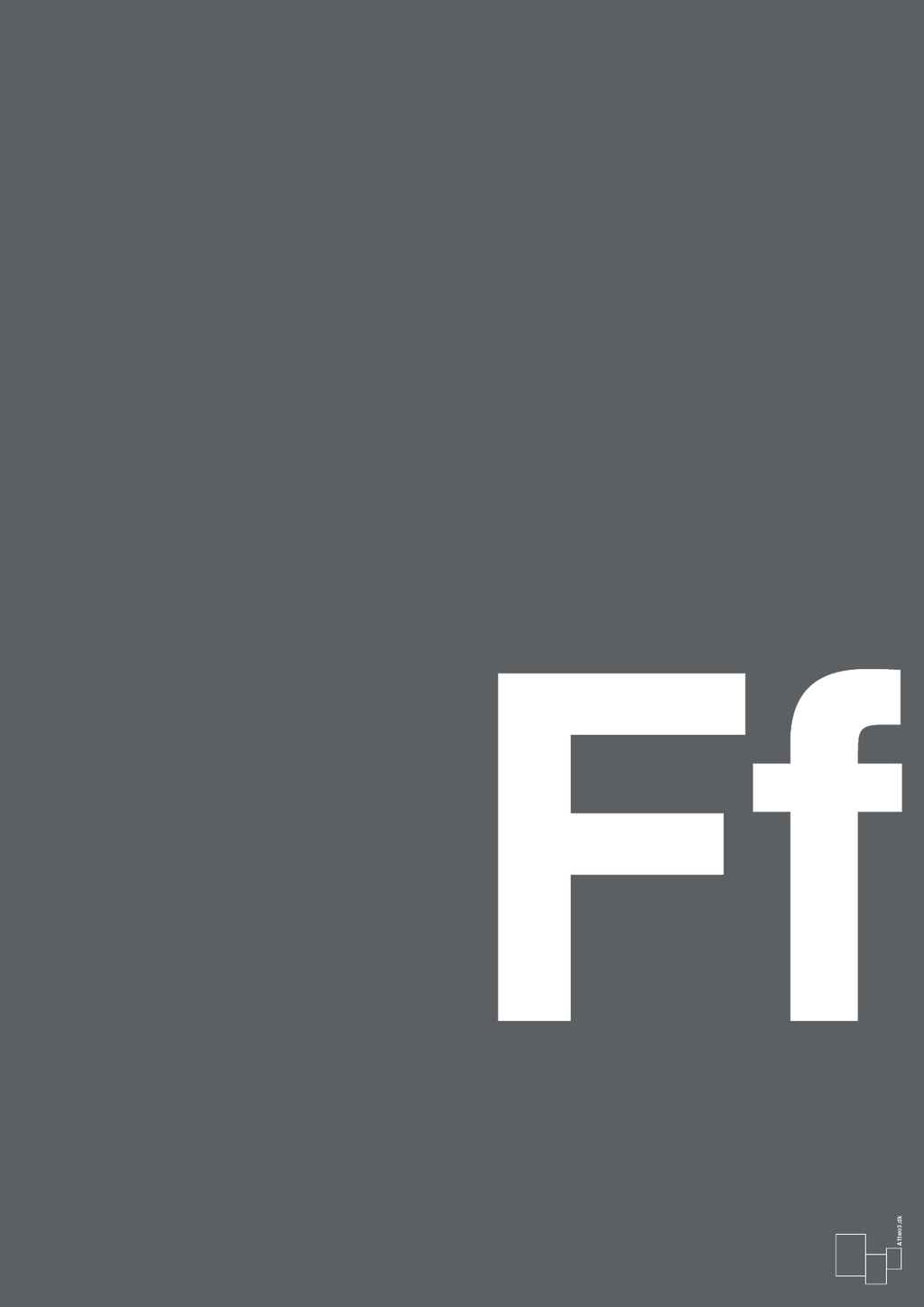 plakat: Bogstav Ff - graphic charcoal-Bogstaver-A1two3