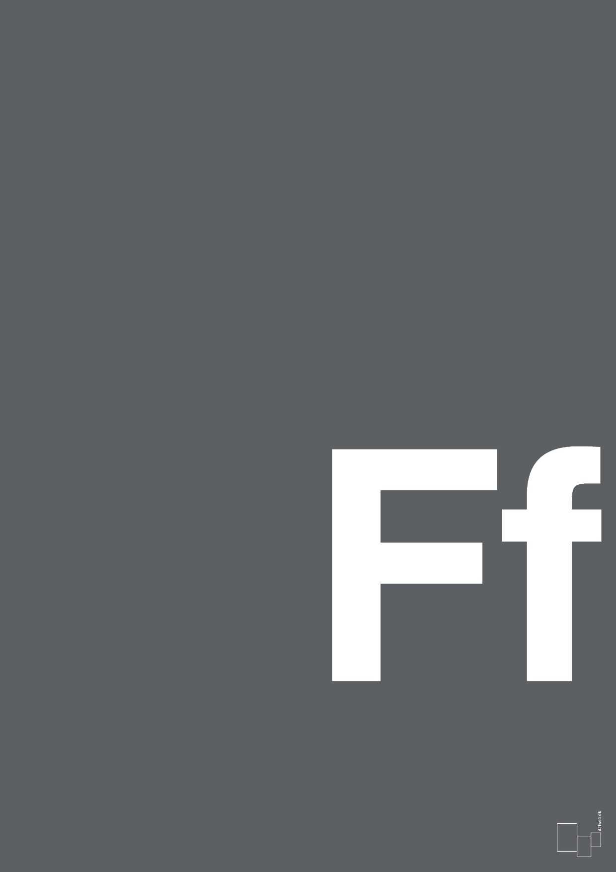 plakat: Bogstav Ff - graphic charcoal-Bogstaver-A1two3