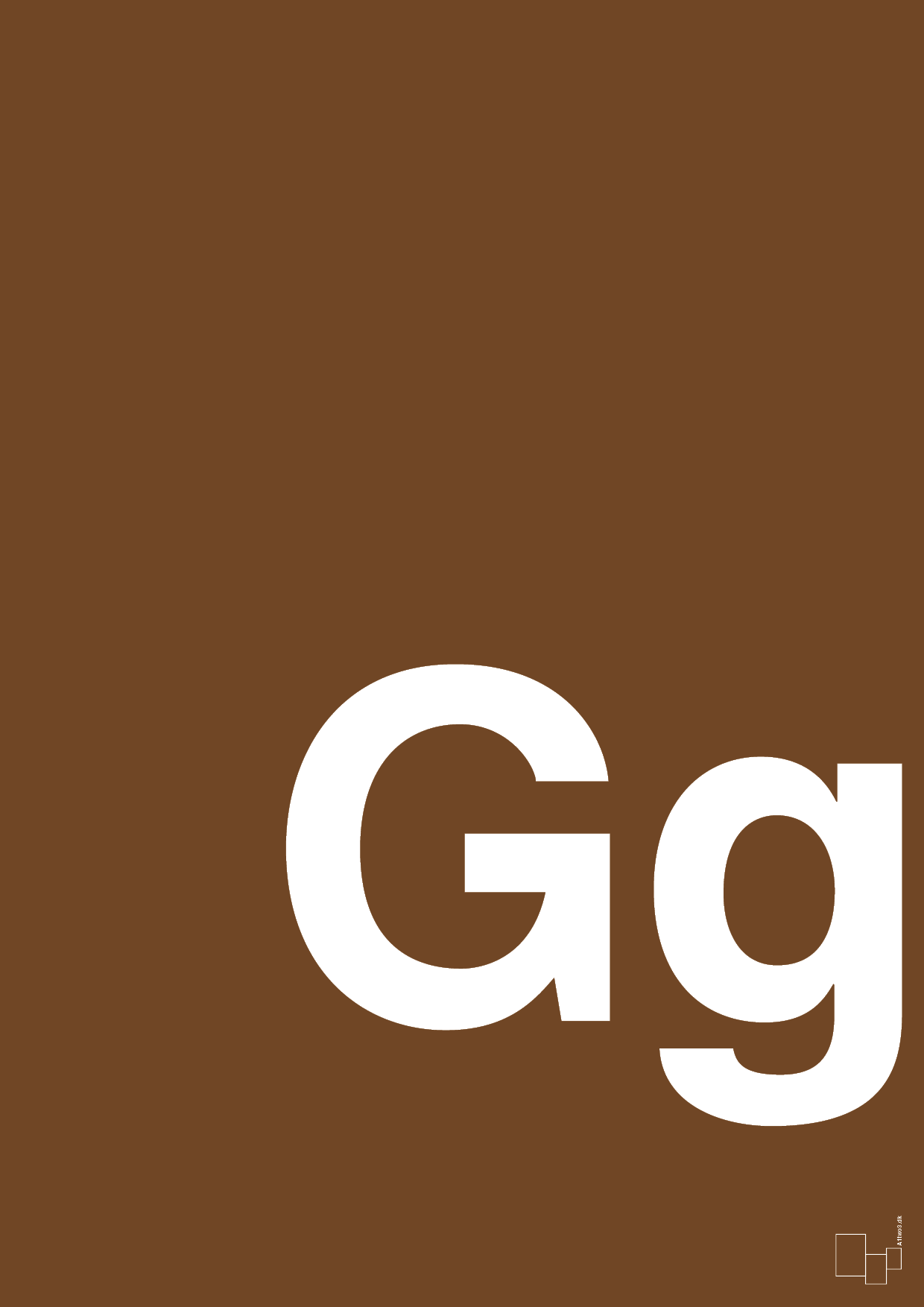 plakat: Bogstav Gg - dark brown-Bogstaver-A1two3