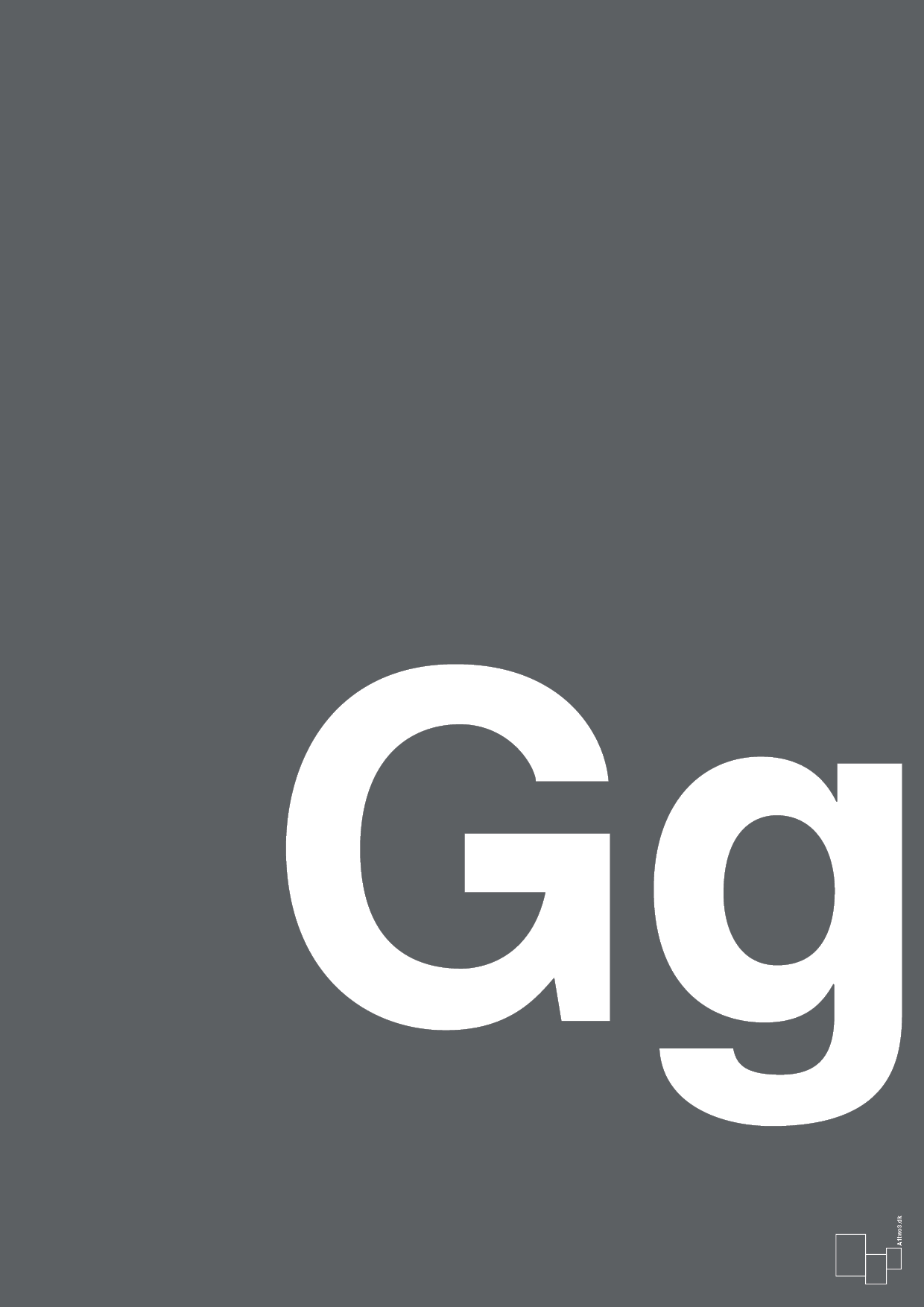 plakat: Bogstav Gg - graphic charcoal-Bogstaver-A1two3