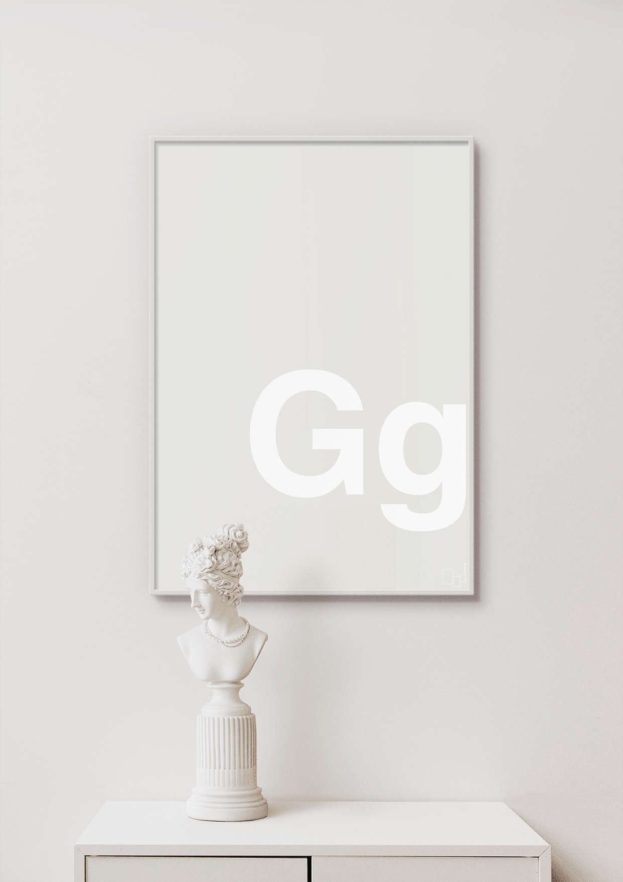 plakat: Bogstav Gg - graphic charcoal-Bogstaver-A1two3