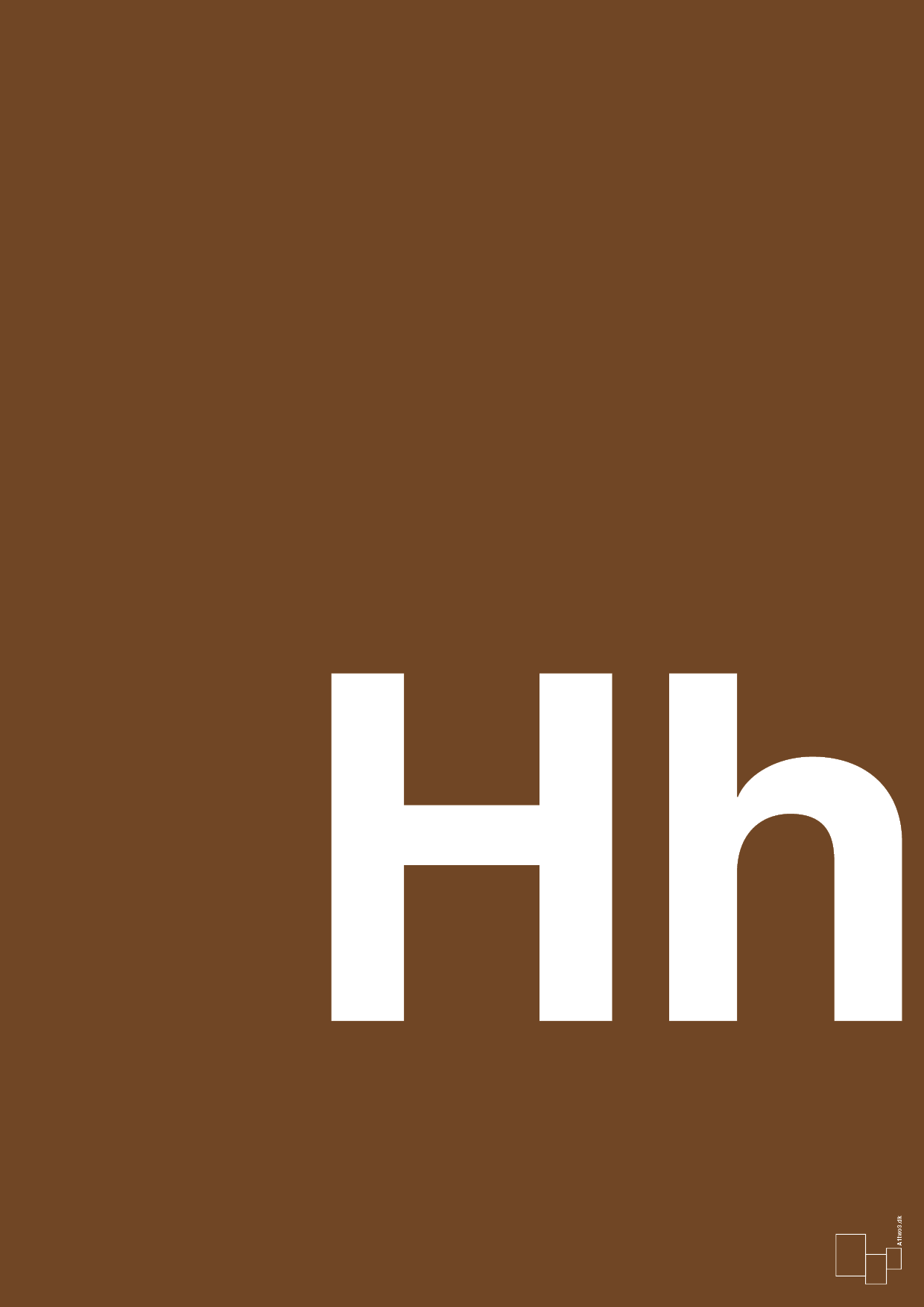 plakat: Bogstav Hh - dark brown-Bogstaver-A1two3
