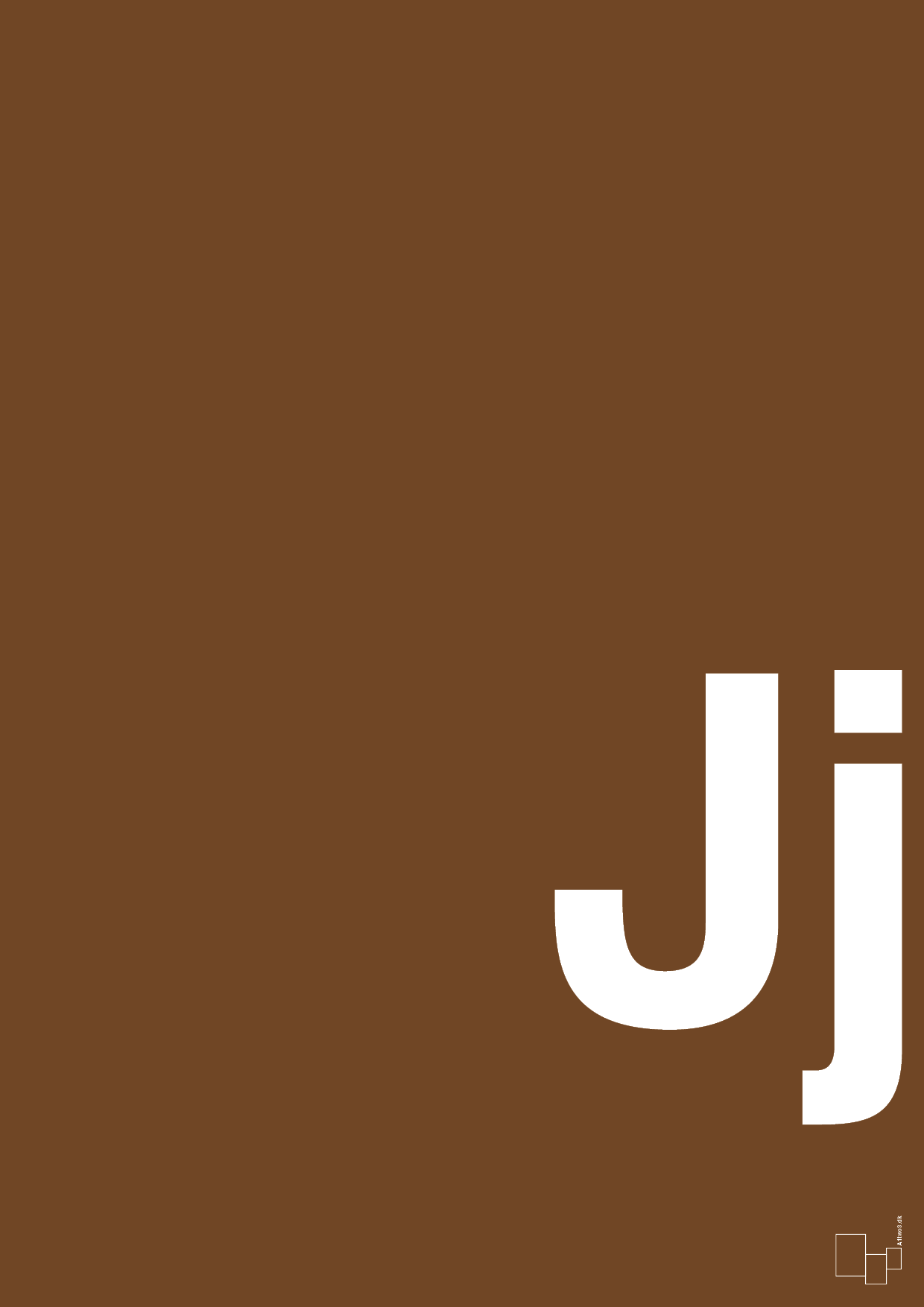 plakat: Bogstav Jj - dark brown-Bogstaver-A1two3