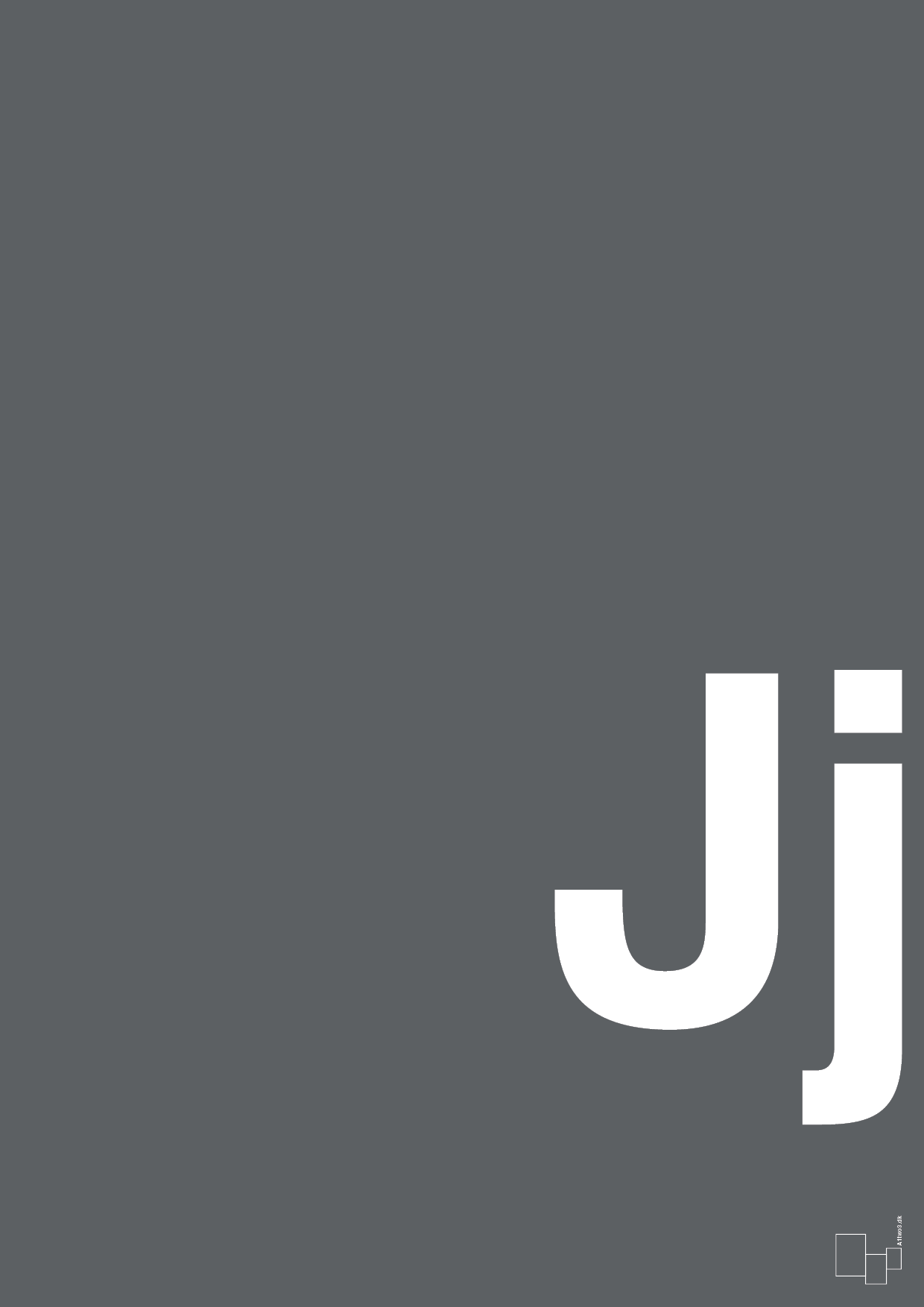 plakat: Bogstav Jj - graphic charcoal-Bogstaver-A1two3