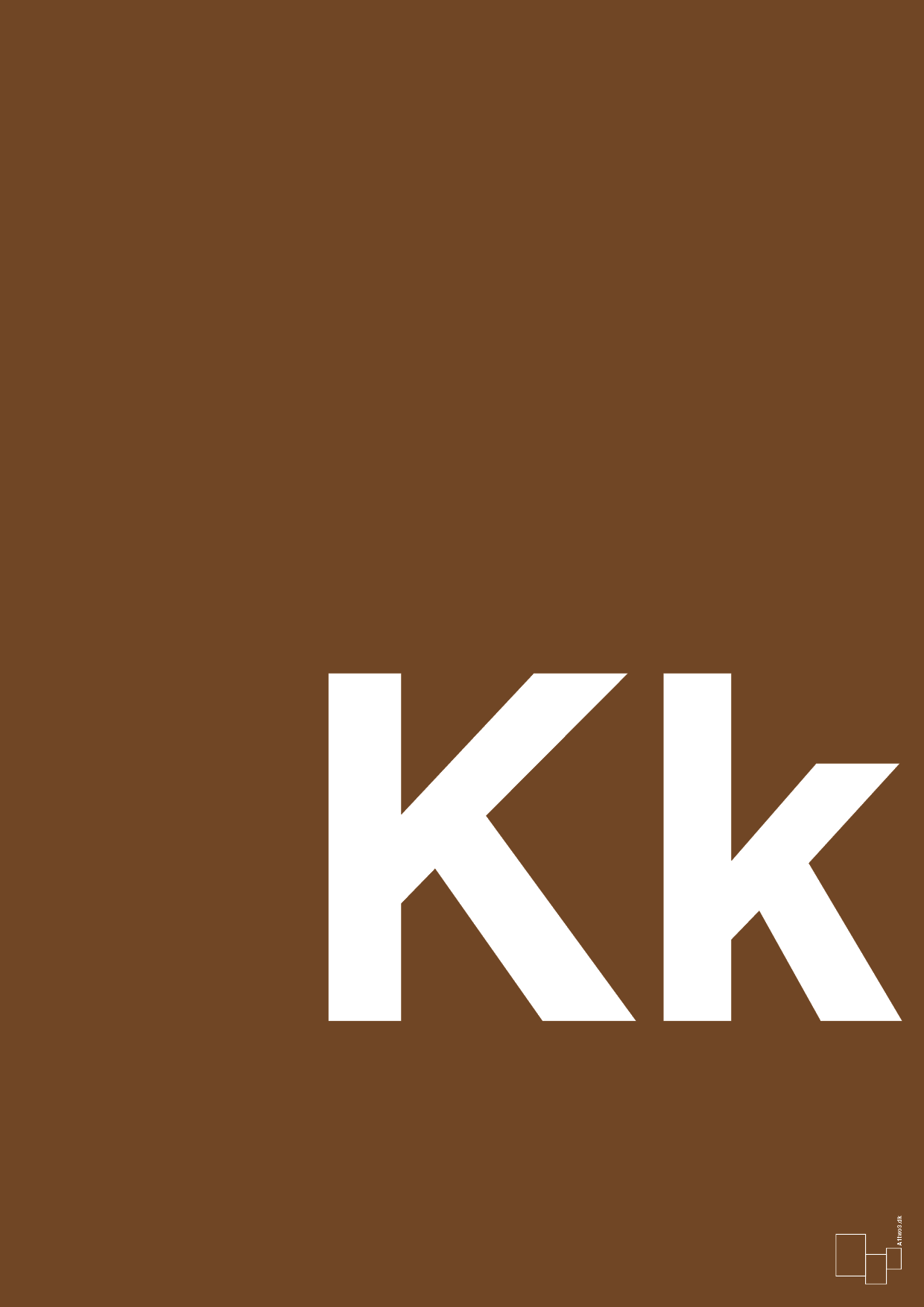plakat: Bogstav Kk - dark brown-Bogstaver-A1two3
