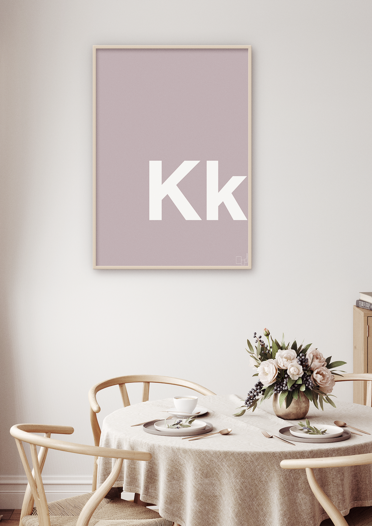 plakat: Bogstav Kk - graphic charcoal-Bogstaver-A1two3