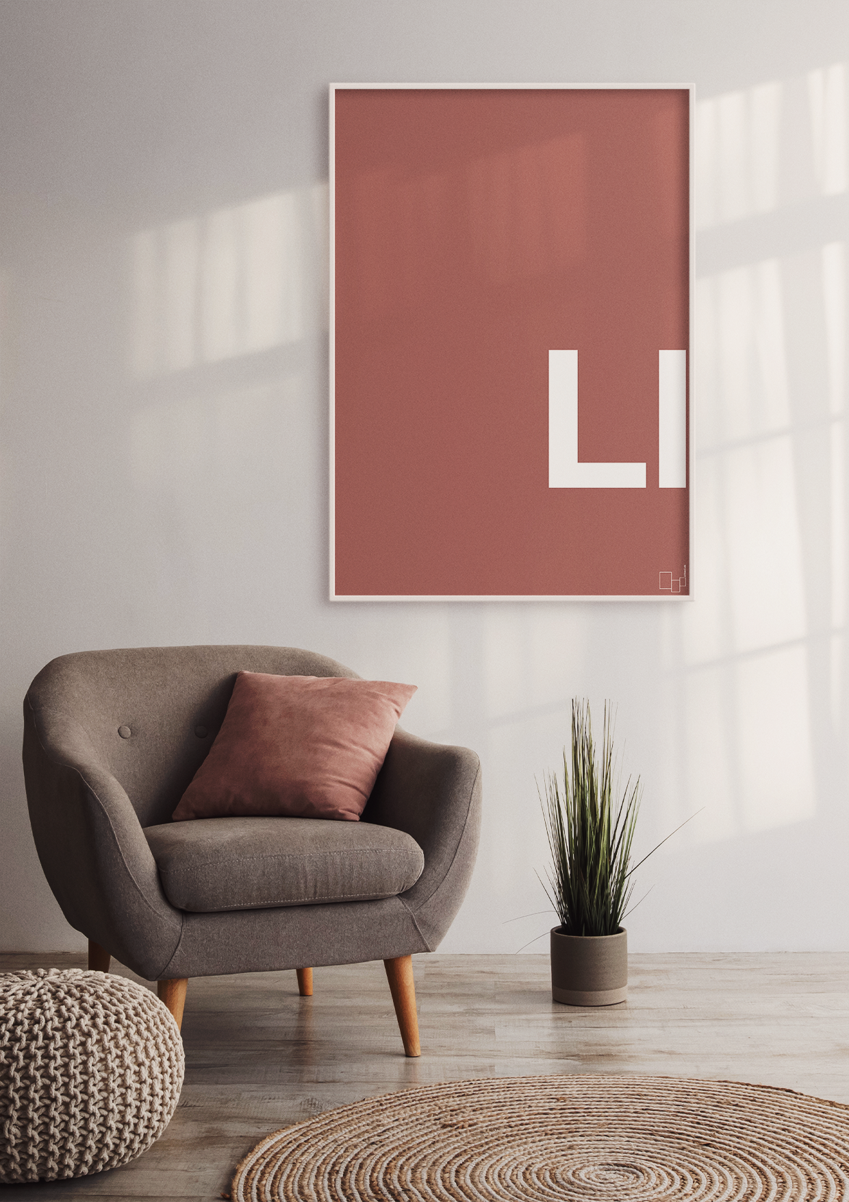 plakat: Bogstav Ll - graphic charcoal-Bogstaver-A1two3