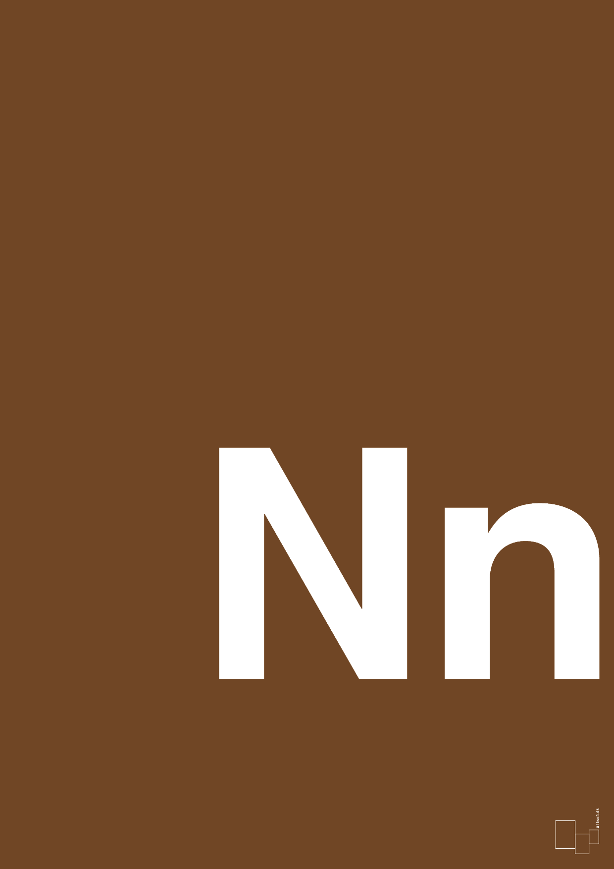 plakat: Bogstav Nn - dark brown-Bogstaver-A1two3