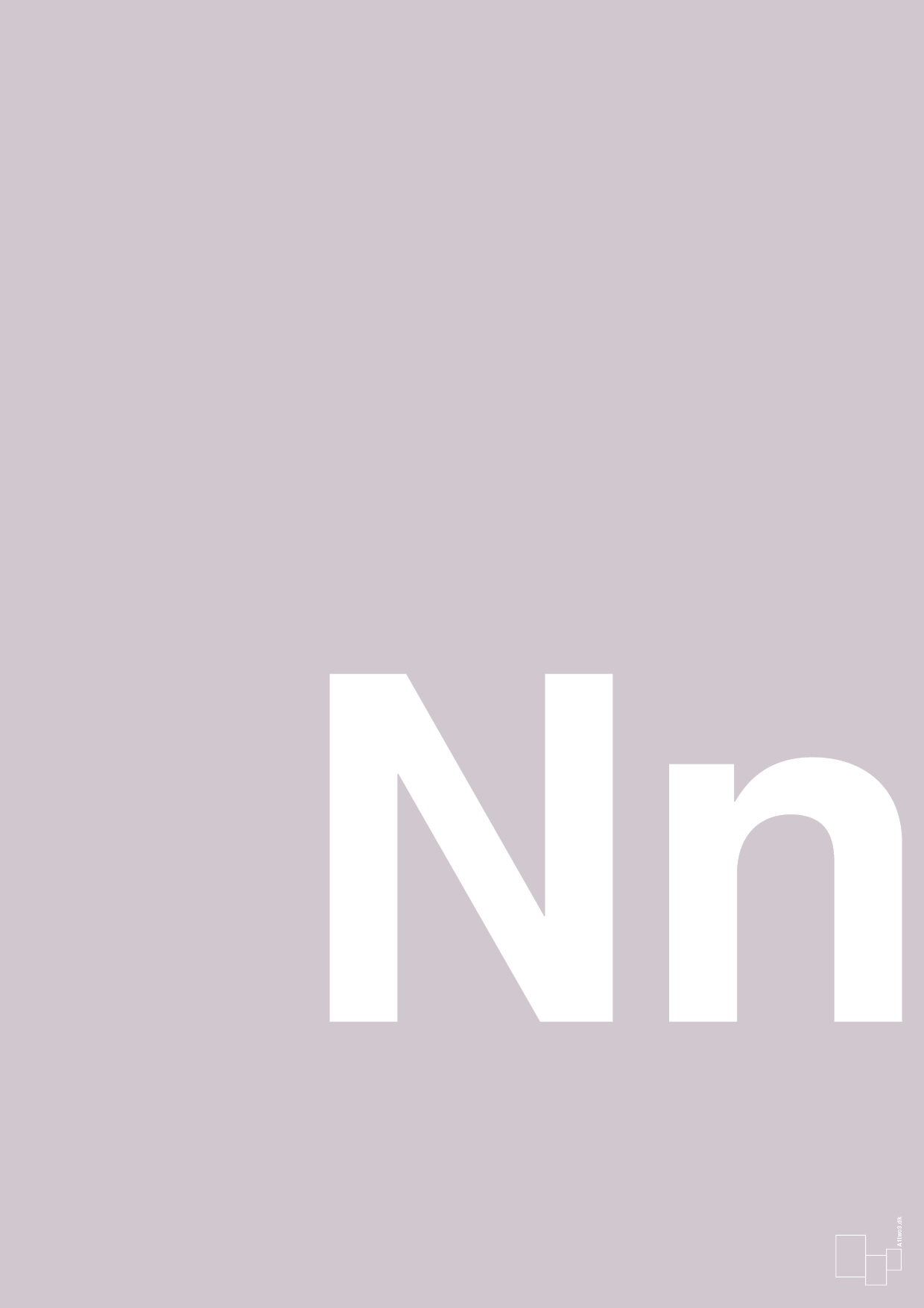 plakat: Bogstav Nn - dusty lilac-Bogstaver-A1two3