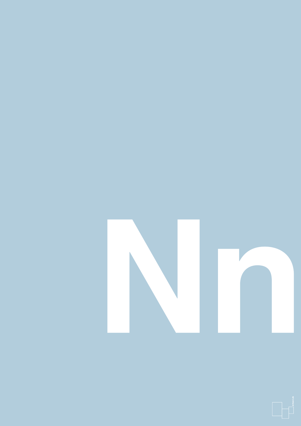 plakat: Bogstav Nn - heavenly blue-Bogstaver-A1two3