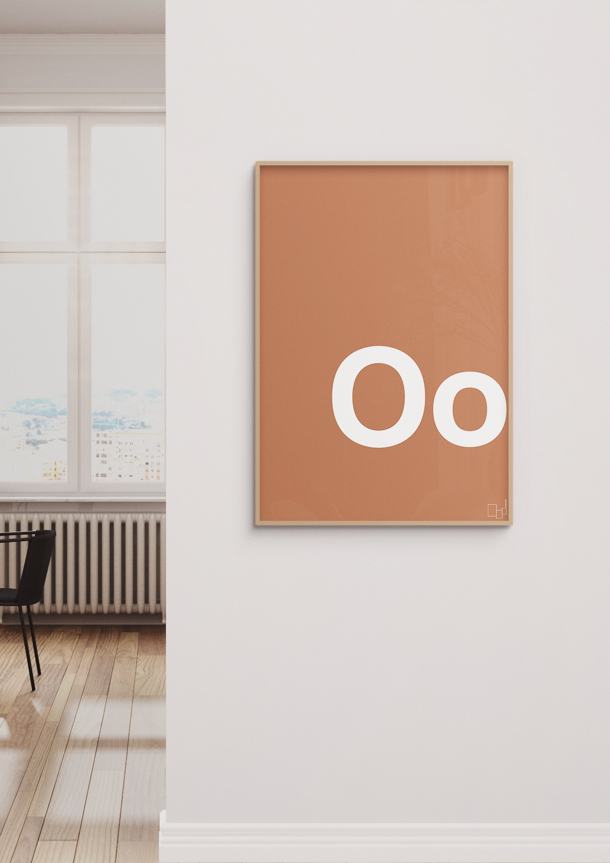 plakat: Bogstav Oo - graphic charcoal-Bogstaver-A1two3