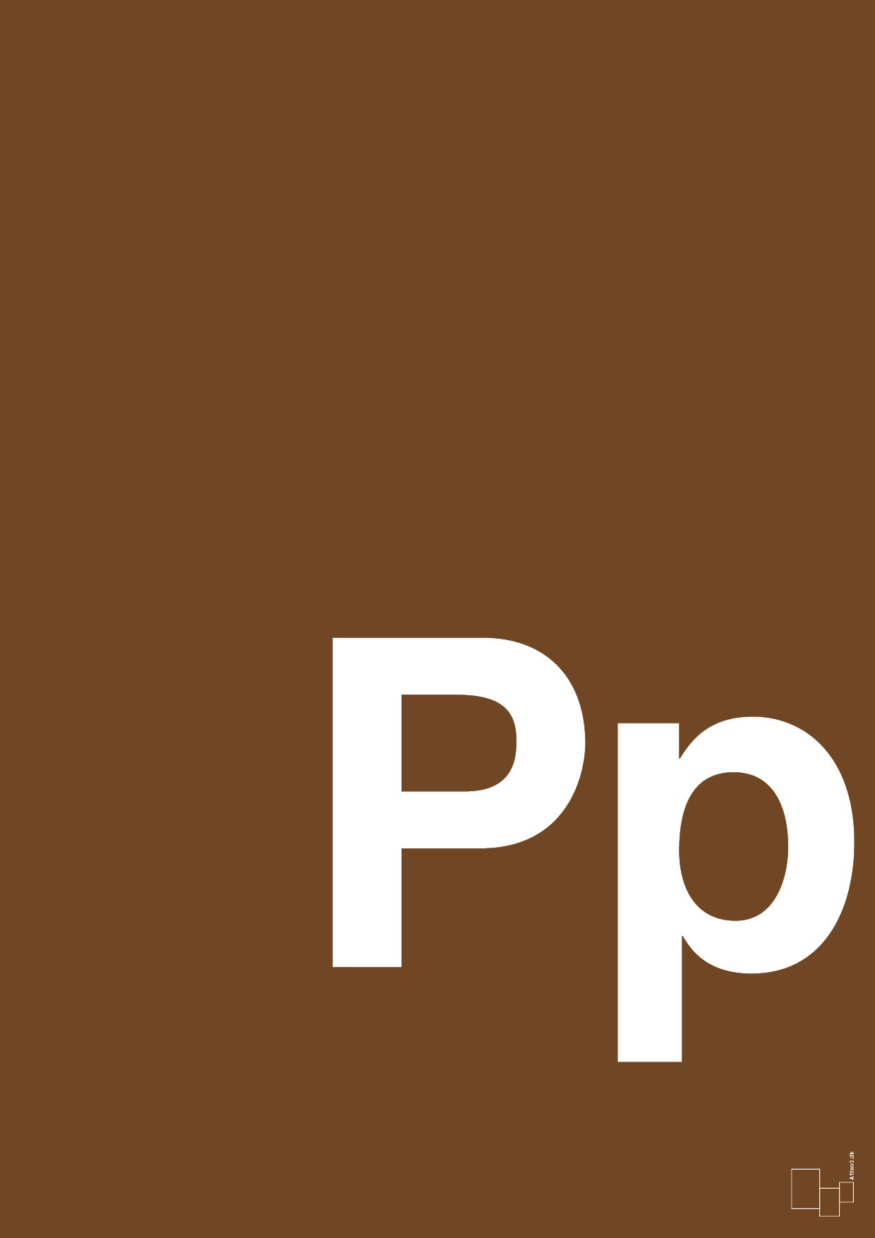 plakat: Bogstav Pp - dark brown-Bogstaver-A1two3