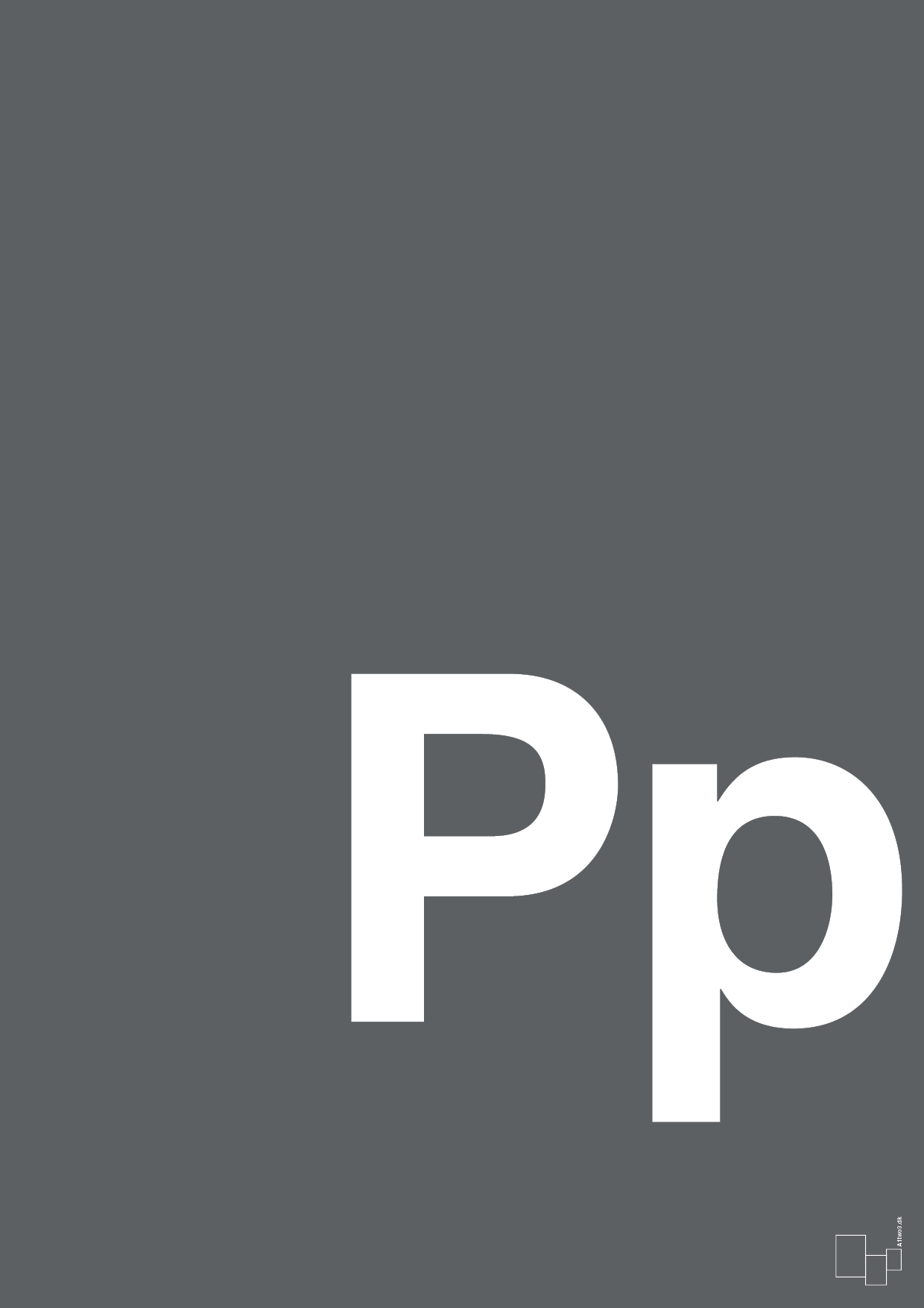plakat: Bogstav Pp - graphic charcoal-Bogstaver-A1two3