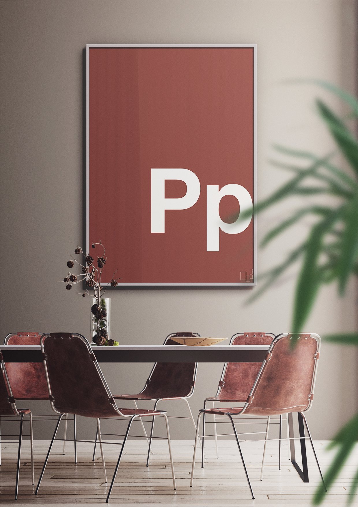 plakat: Bogstav Pp - graphic charcoal-Bogstaver-A1two3