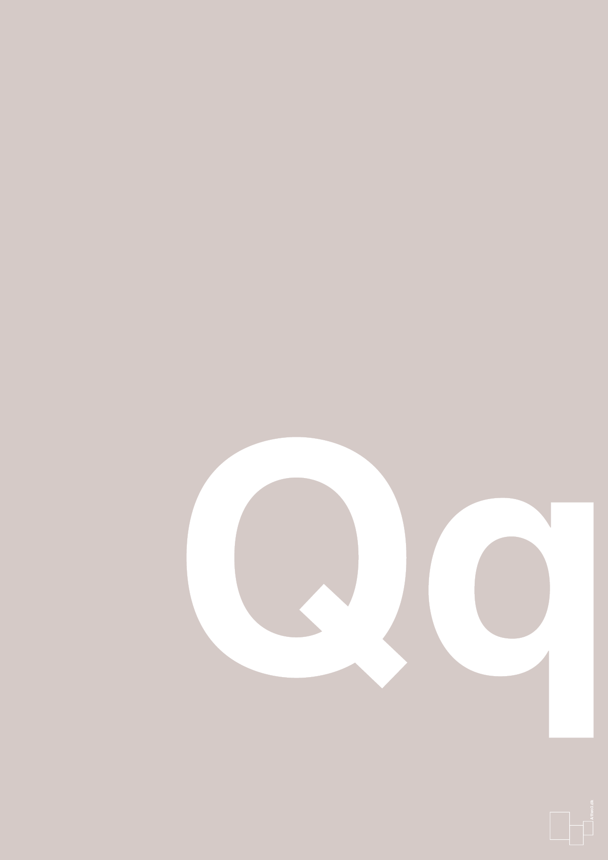 plakat: Bogstav Qq - broken beige-Bogstaver-A1two3