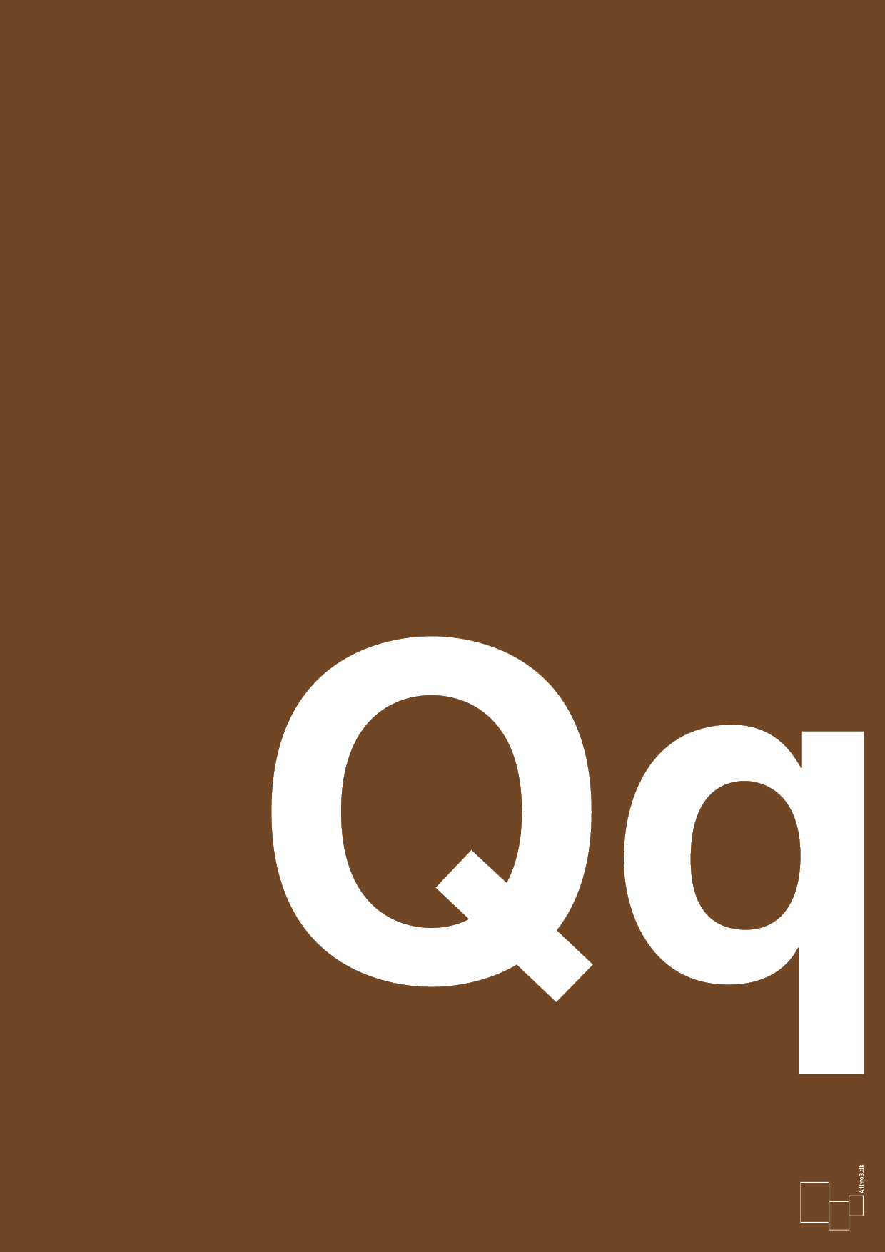 plakat: Bogstav Qq - dark brown-Bogstaver-A1two3