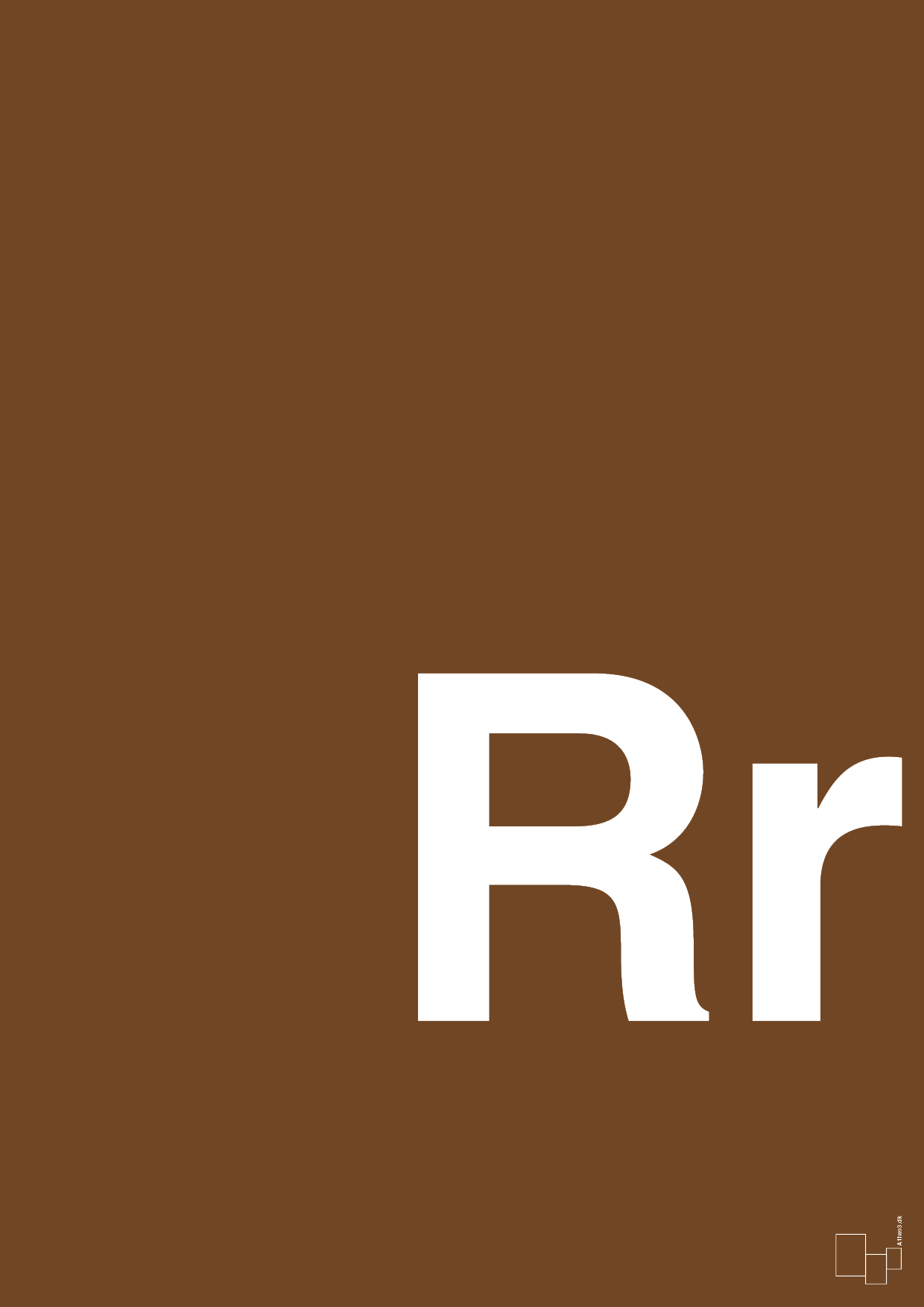 plakat: Bogstav Rr - dark brown-Bogstaver-A1two3