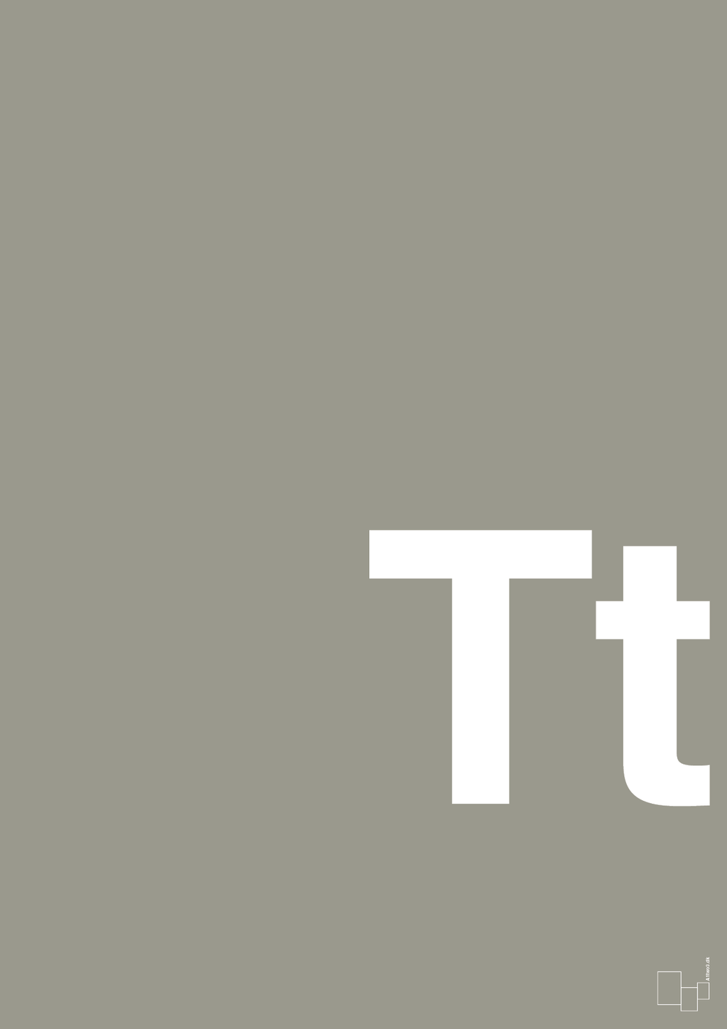 plakat: Bogstav Tt - battleship gray-Bogstaver-A1two3