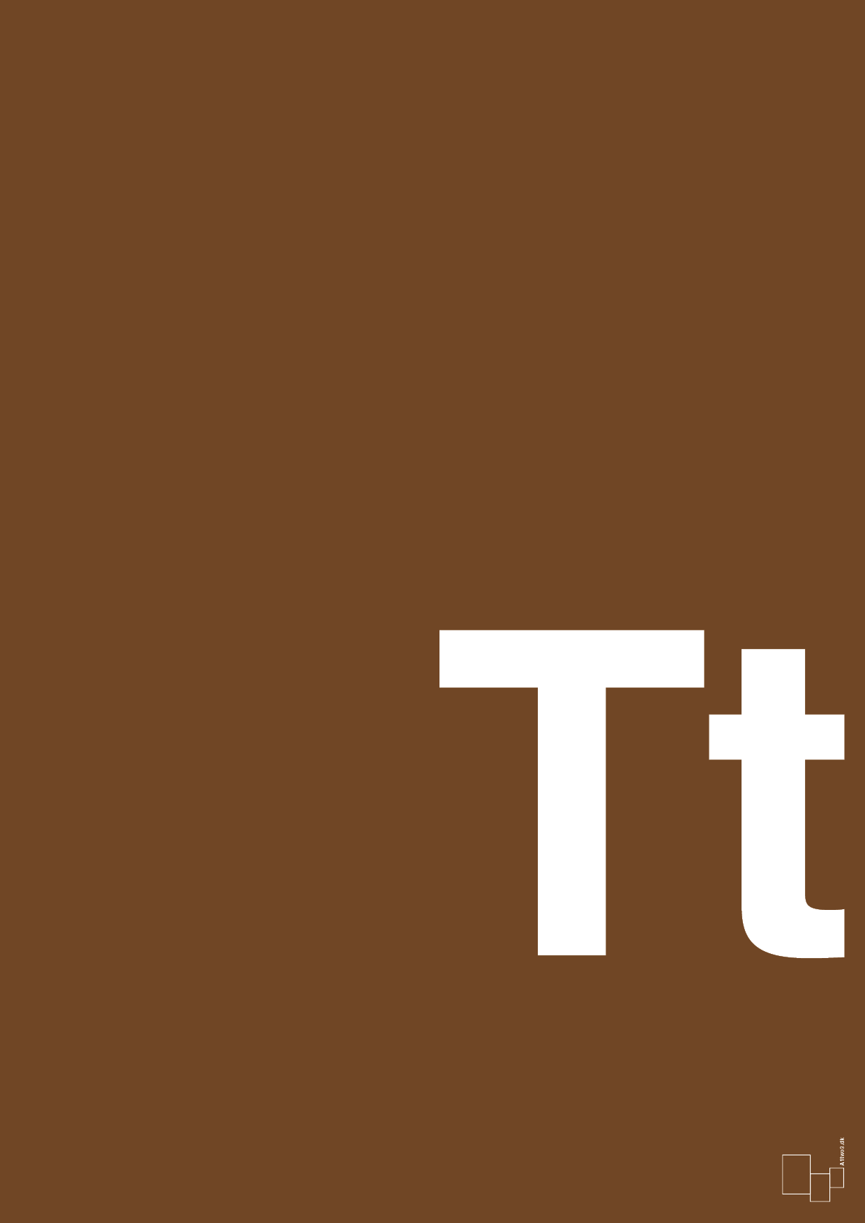 plakat: Bogstav Tt - dark brown-Bogstaver-A1two3