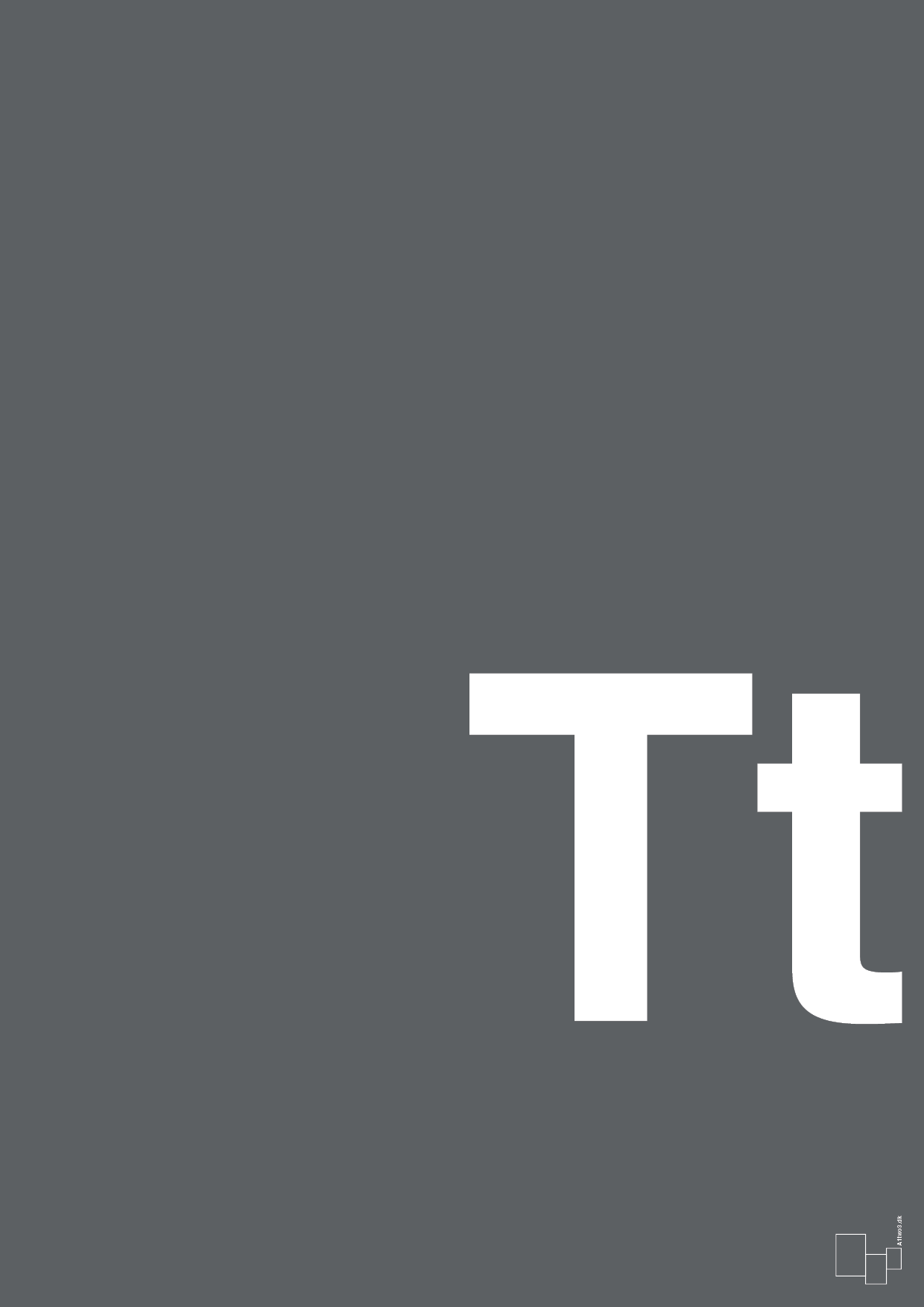 plakat: Bogstav Tt - graphic charcoal-Bogstaver-A1two3