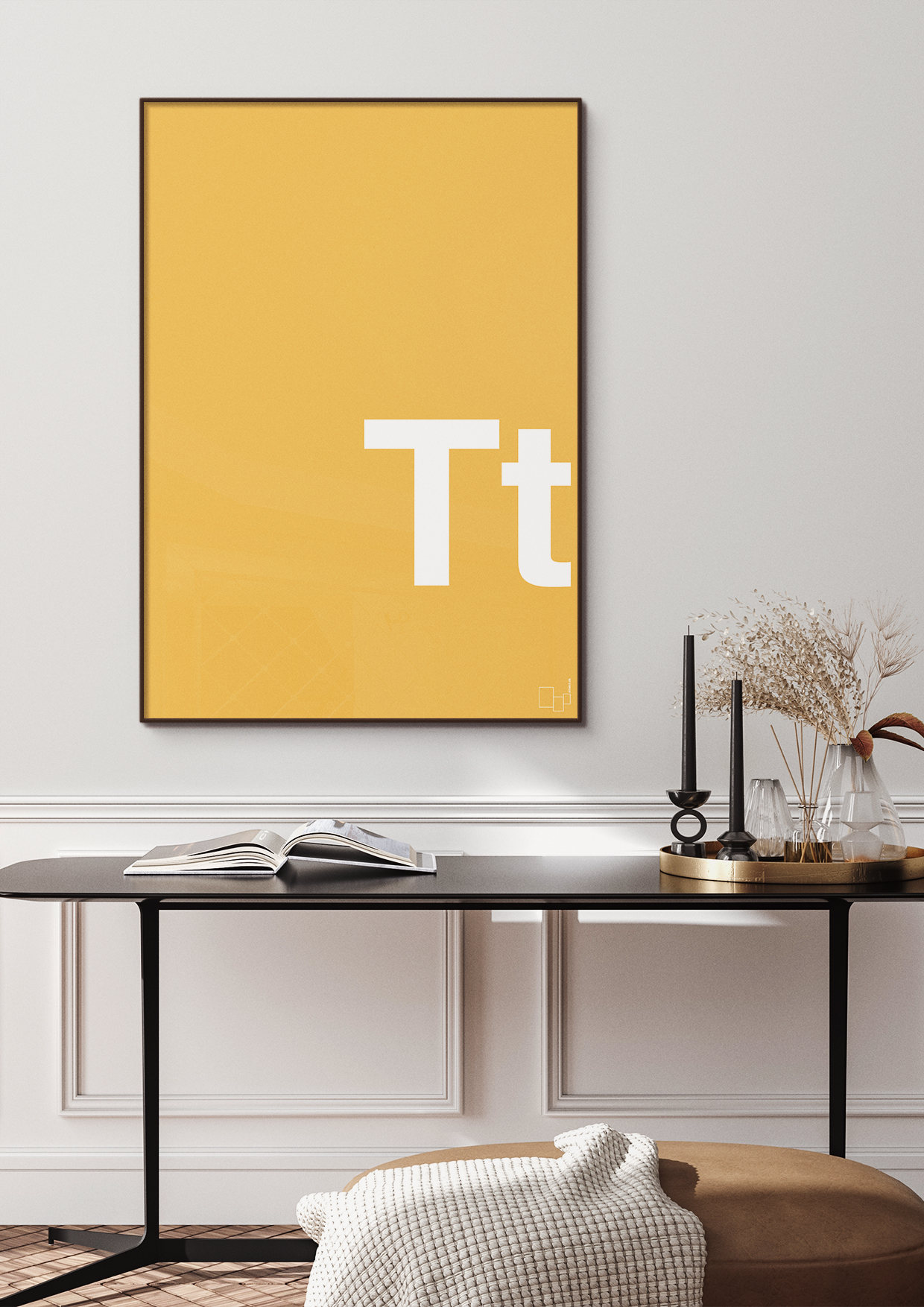 plakat: Bogstav Tt - graphic charcoal-Bogstaver-A1two3