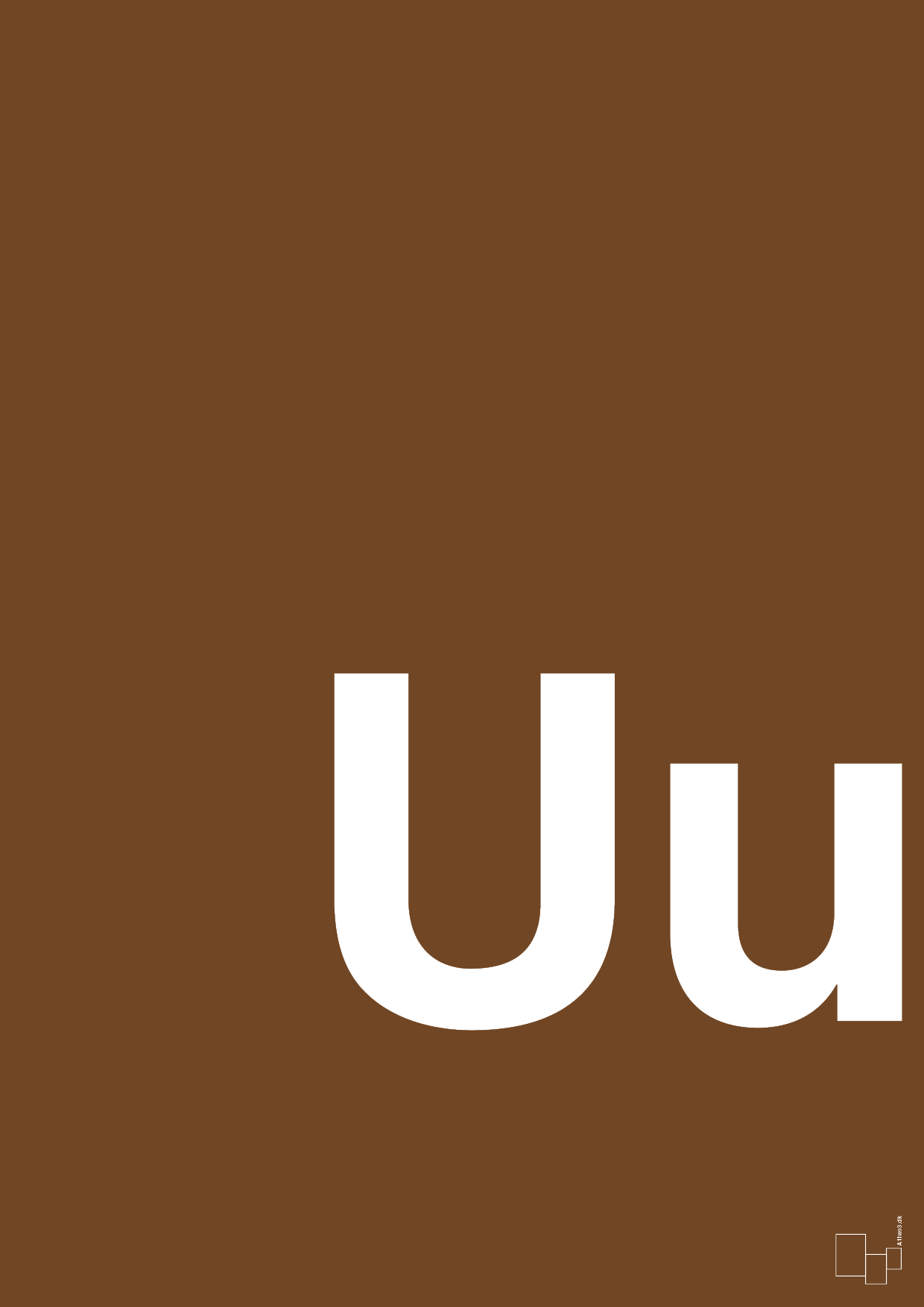 plakat: Bogstav Uu - dark brown-Bogstaver-A1two3