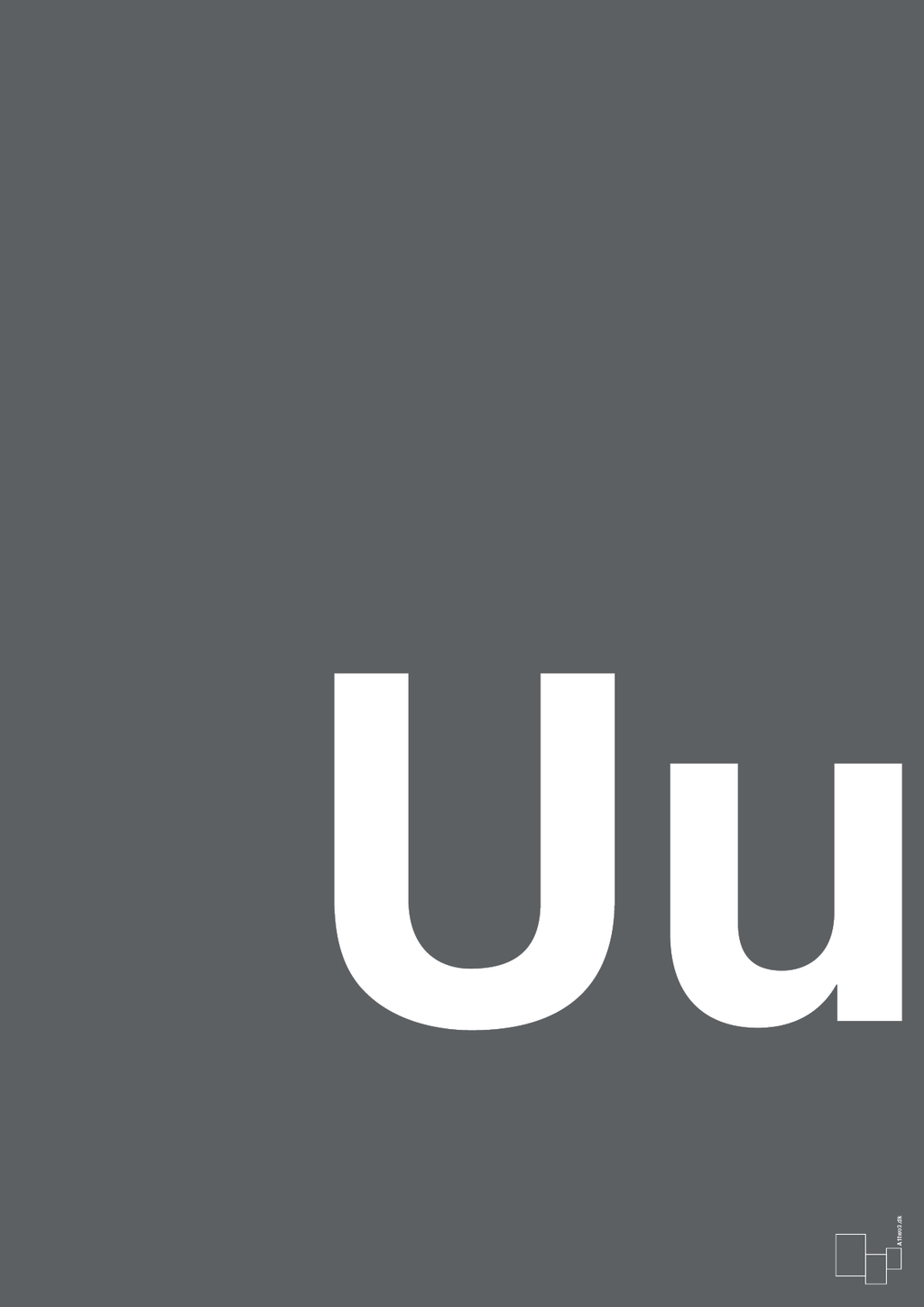 plakat: Bogstav Uu - graphic charcoal-Bogstaver-A1two3