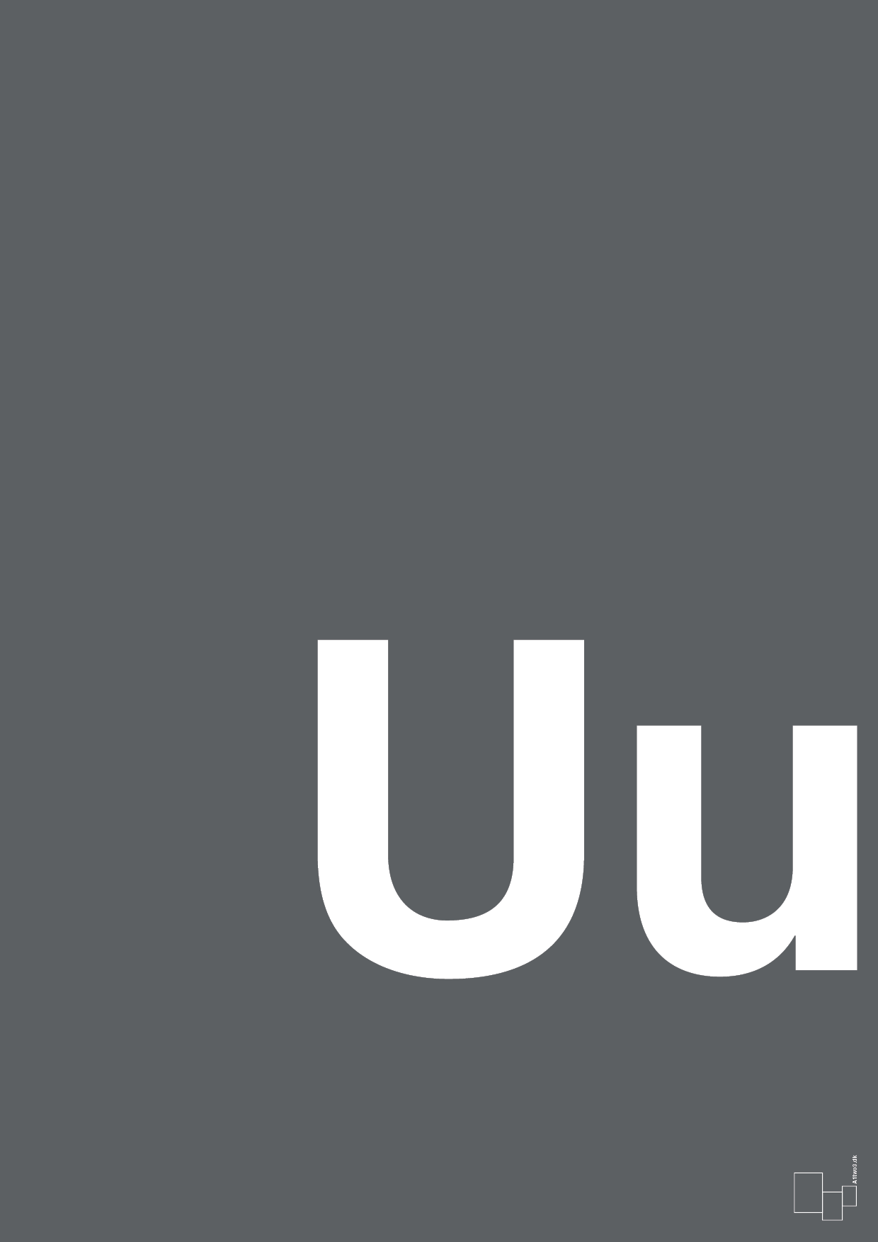 plakat: Bogstav Uu - graphic charcoal-Bogstaver-A1two3