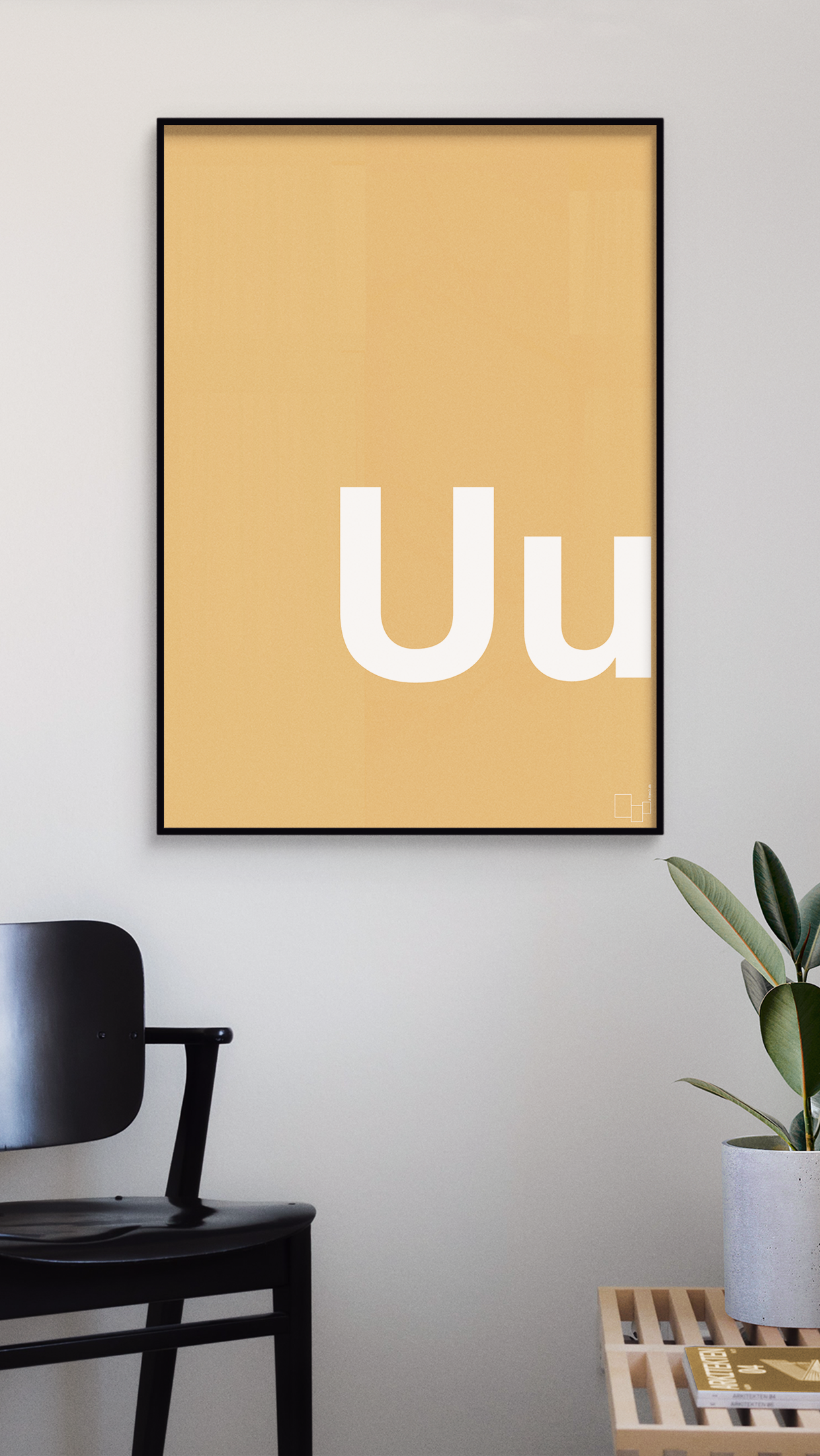 plakat: Bogstav Uu - graphic charcoal-Bogstaver-A1two3