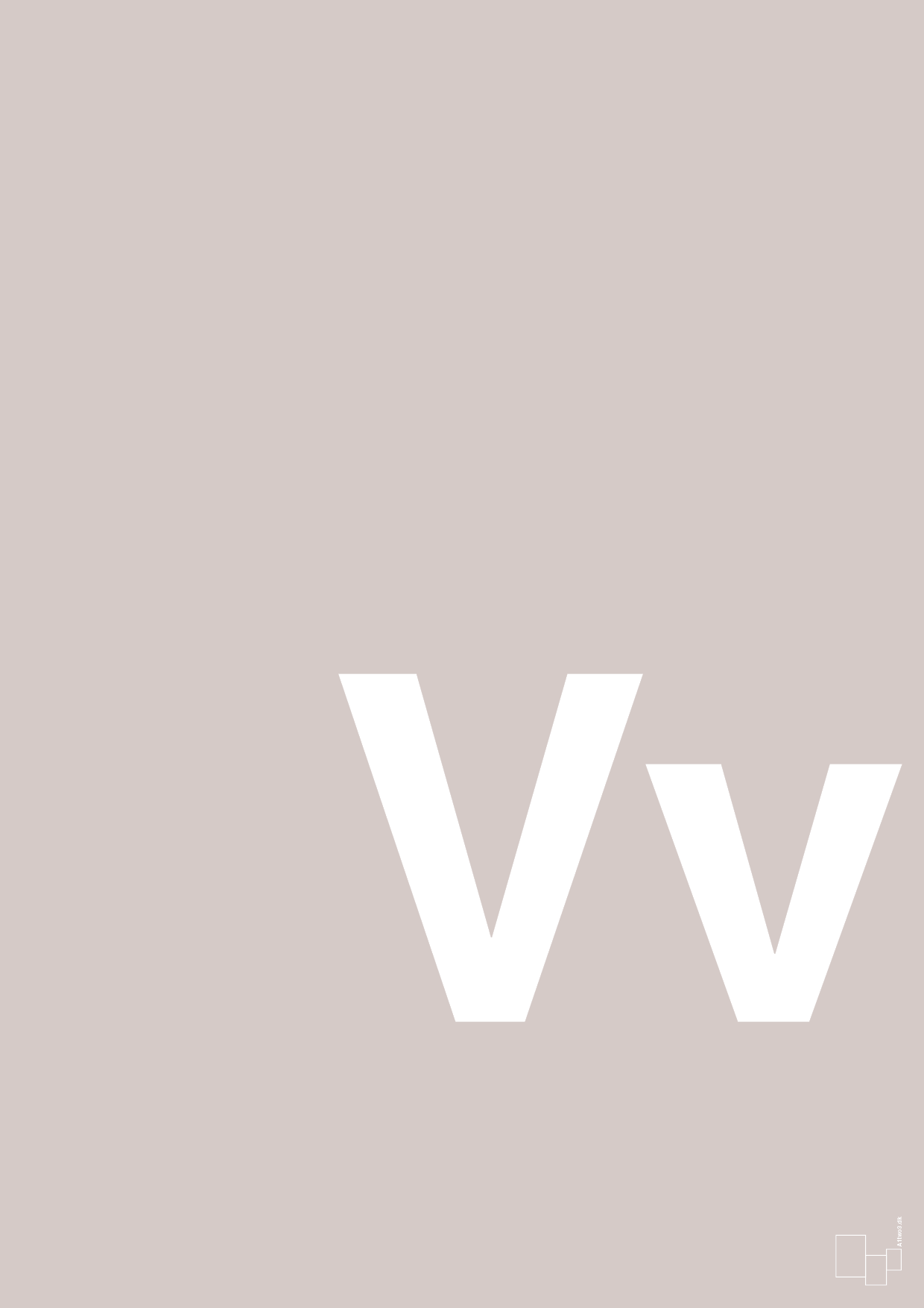 plakat: Bogstav Vv - broken beige-Bogstaver-A1two3