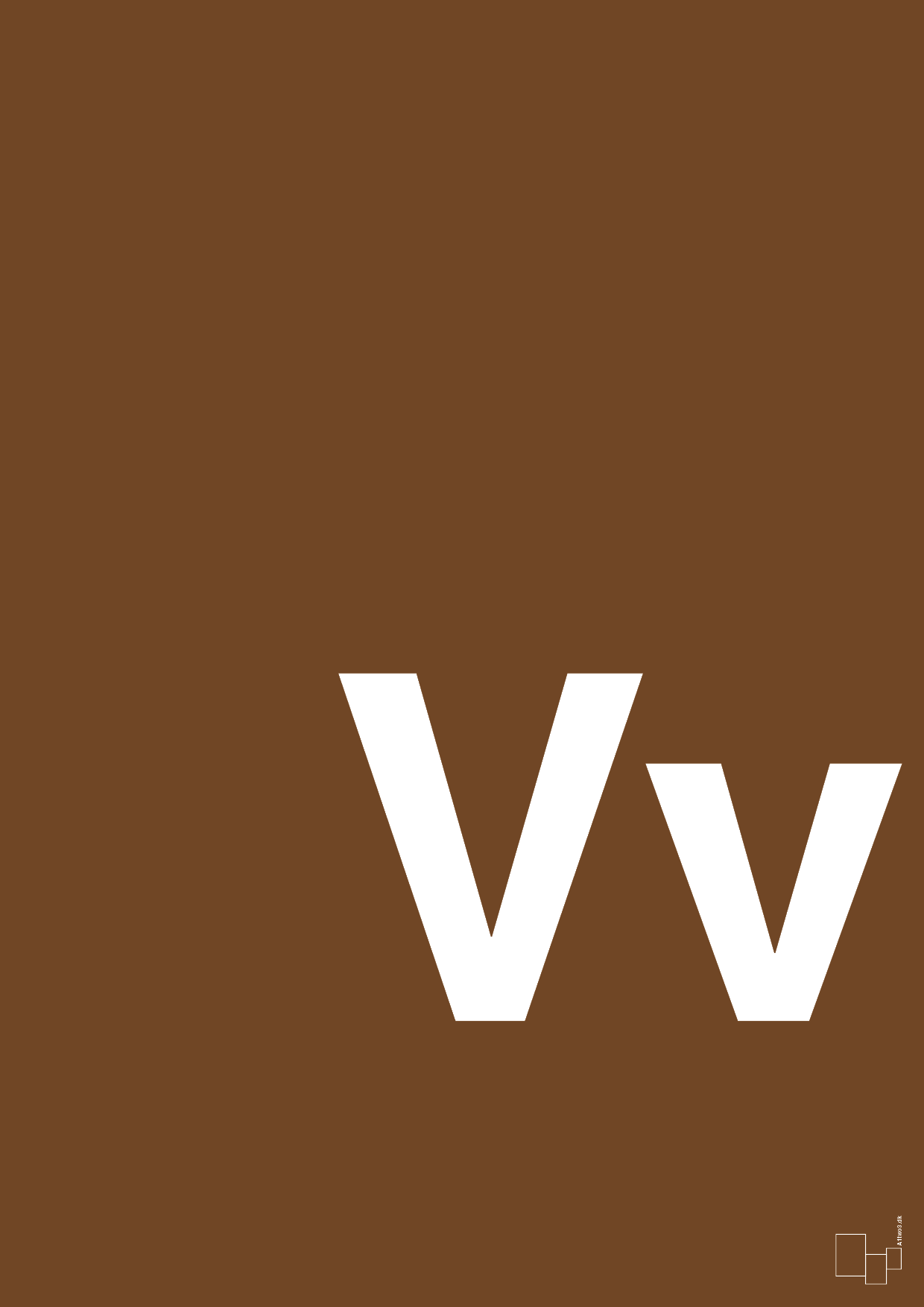plakat: Bogstav Vv - dark brown-Bogstaver-A1two3