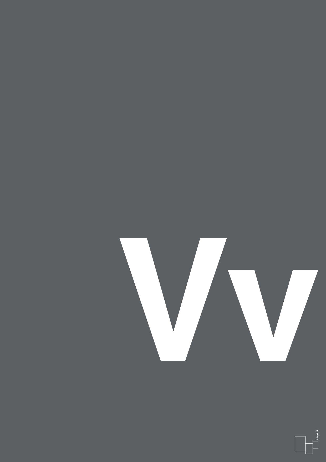 plakat: Bogstav Vv - graphic charcoal-Bogstaver-A1two3