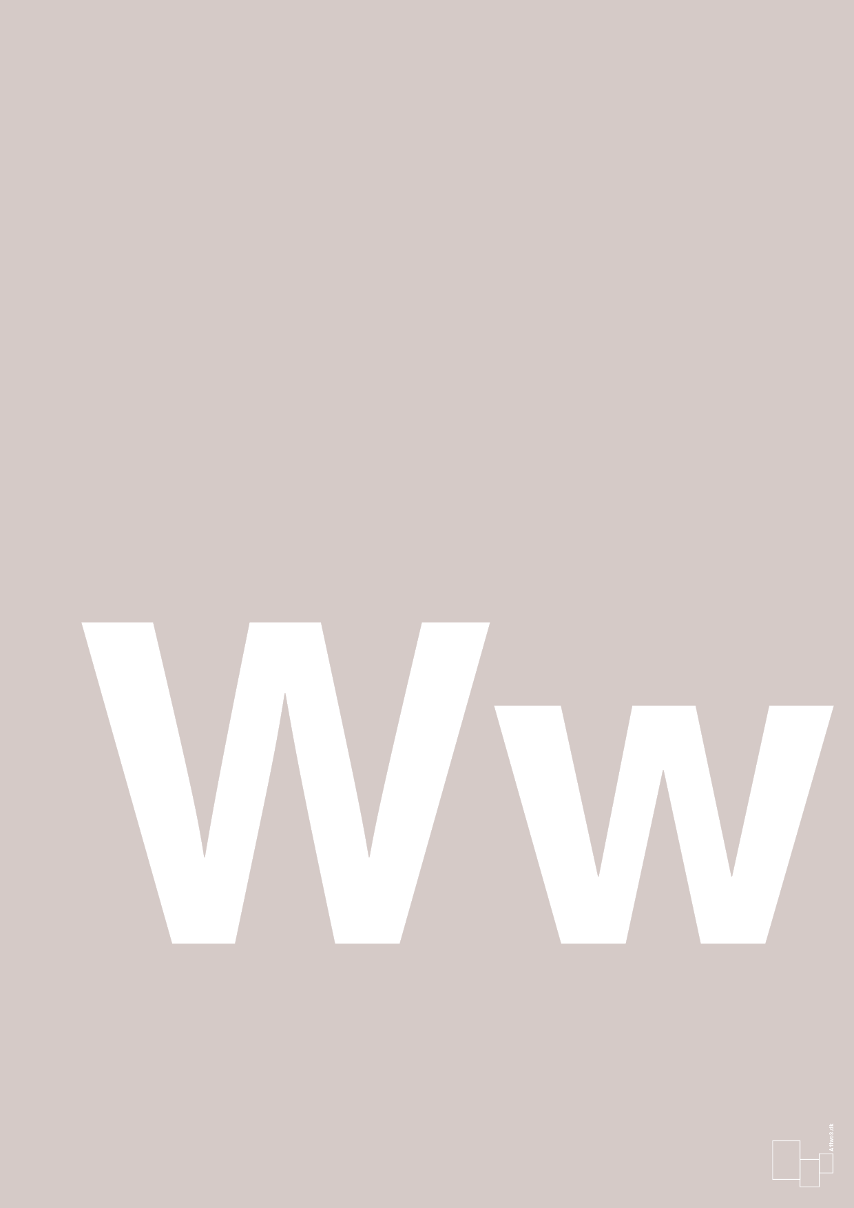 plakat: Bogstav Ww - broken beige-Bogstaver-A1two3