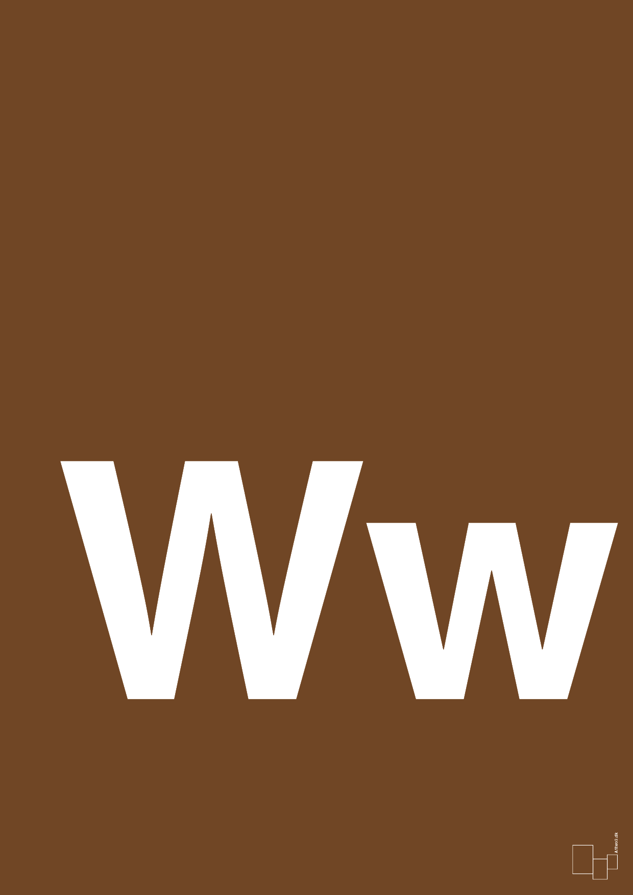 plakat: Bogstav Ww - dark brown-Bogstaver-A1two3