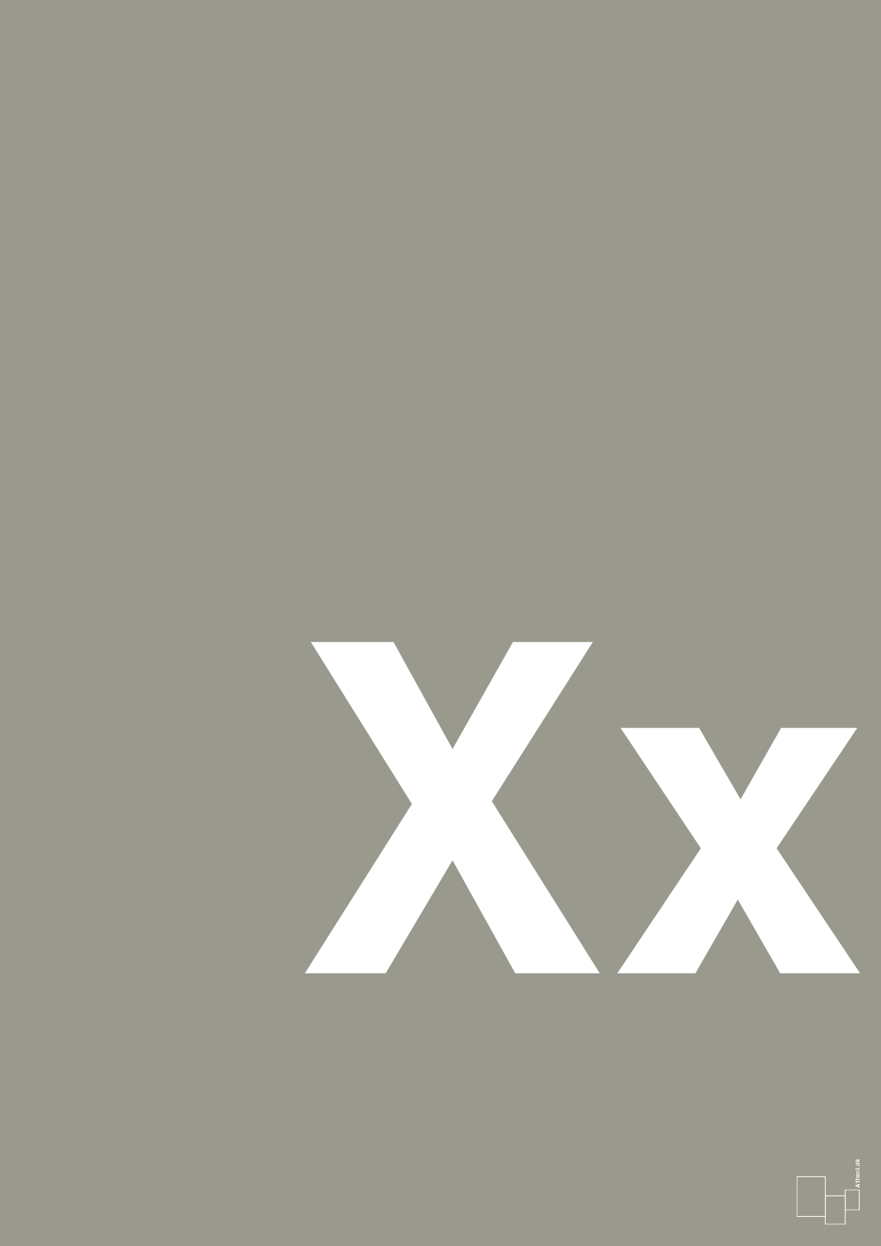 plakat: Bogstav Xx - battleship gray-Bogstaver-A1two3