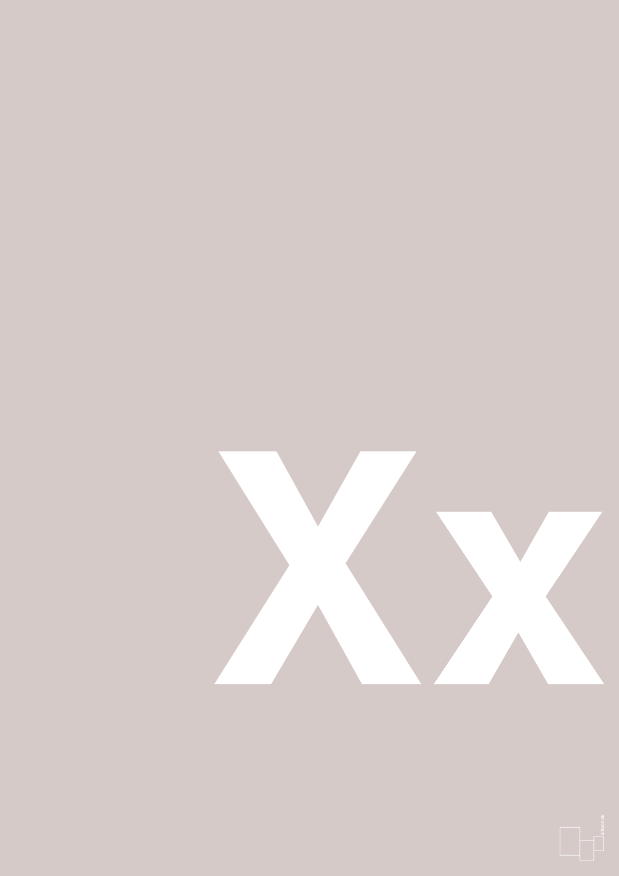 plakat: Bogstav Xx - broken beige-Bogstaver-A1two3