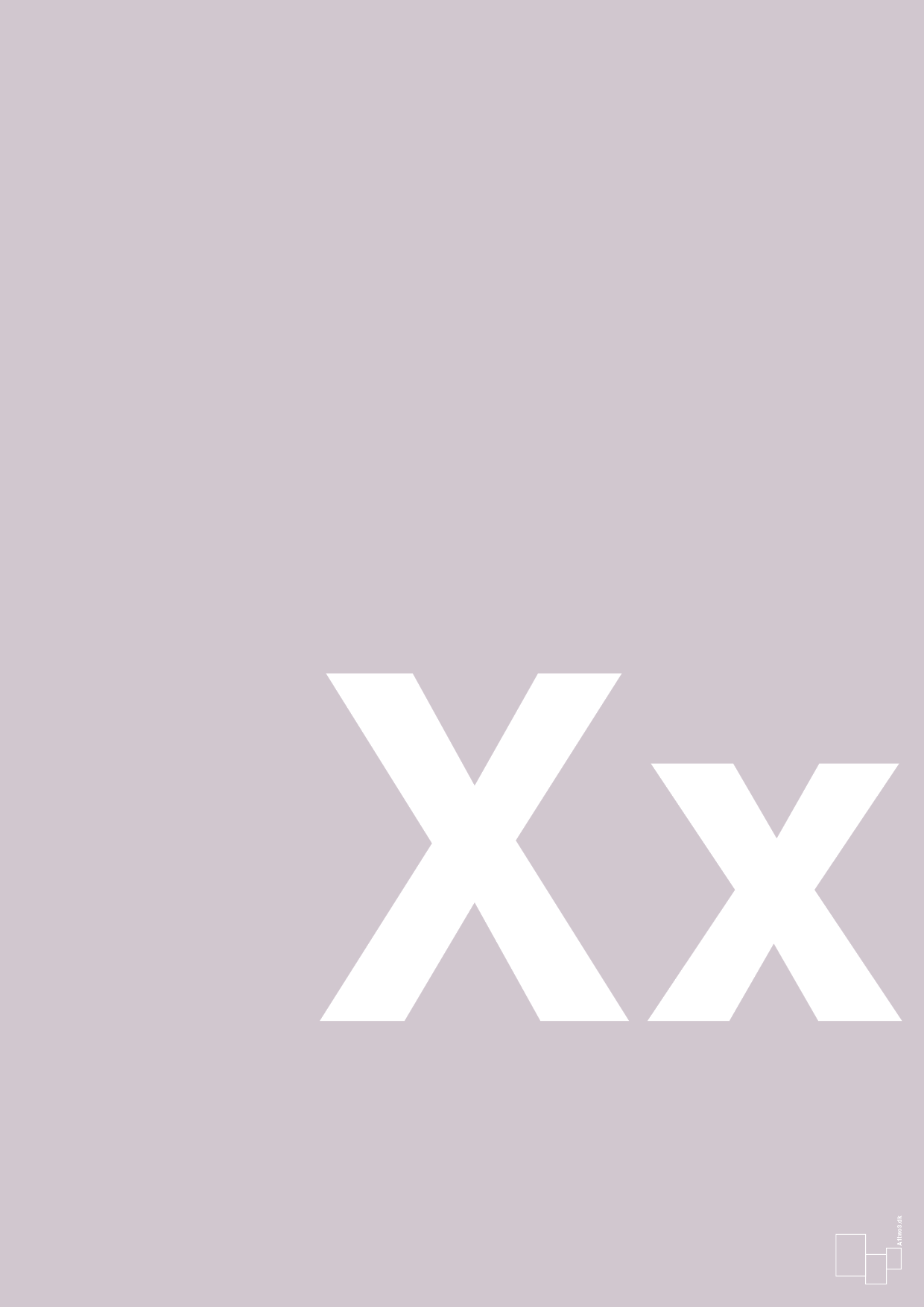 plakat: Bogstav Xx - dusty lilac-Bogstaver-A1two3