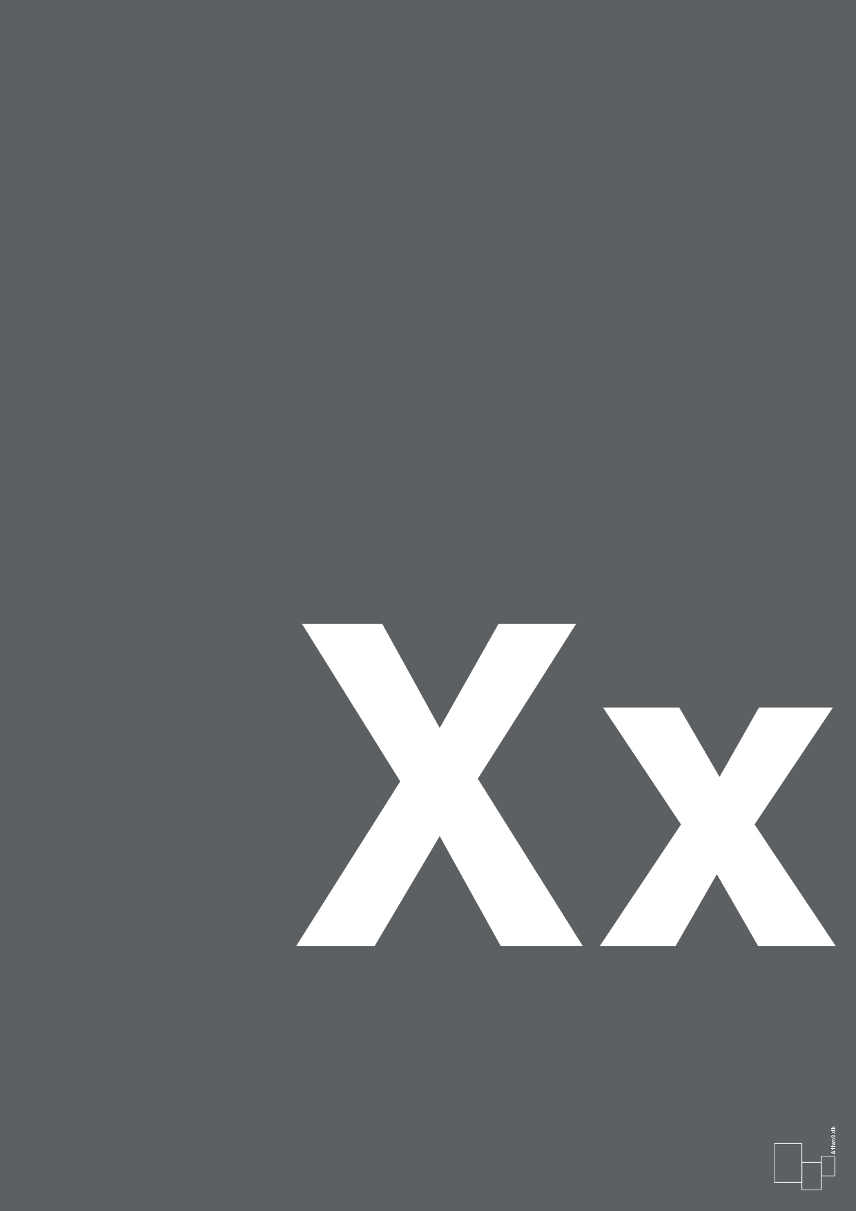 plakat: Bogstav Xx - graphic charcoal-Bogstaver-A1two3
