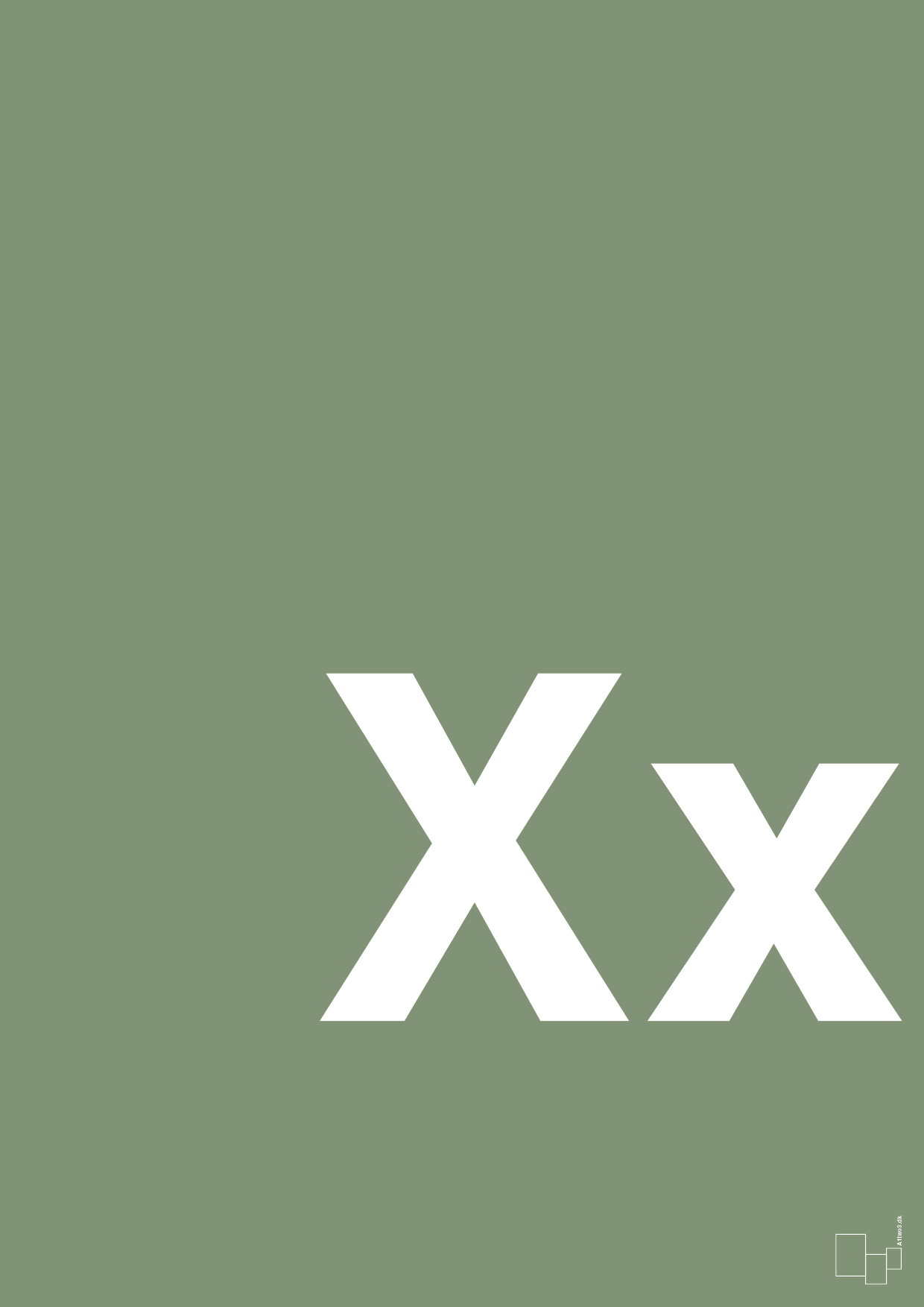 plakat: Bogstav Xx - jade-Bogstaver-A1two3