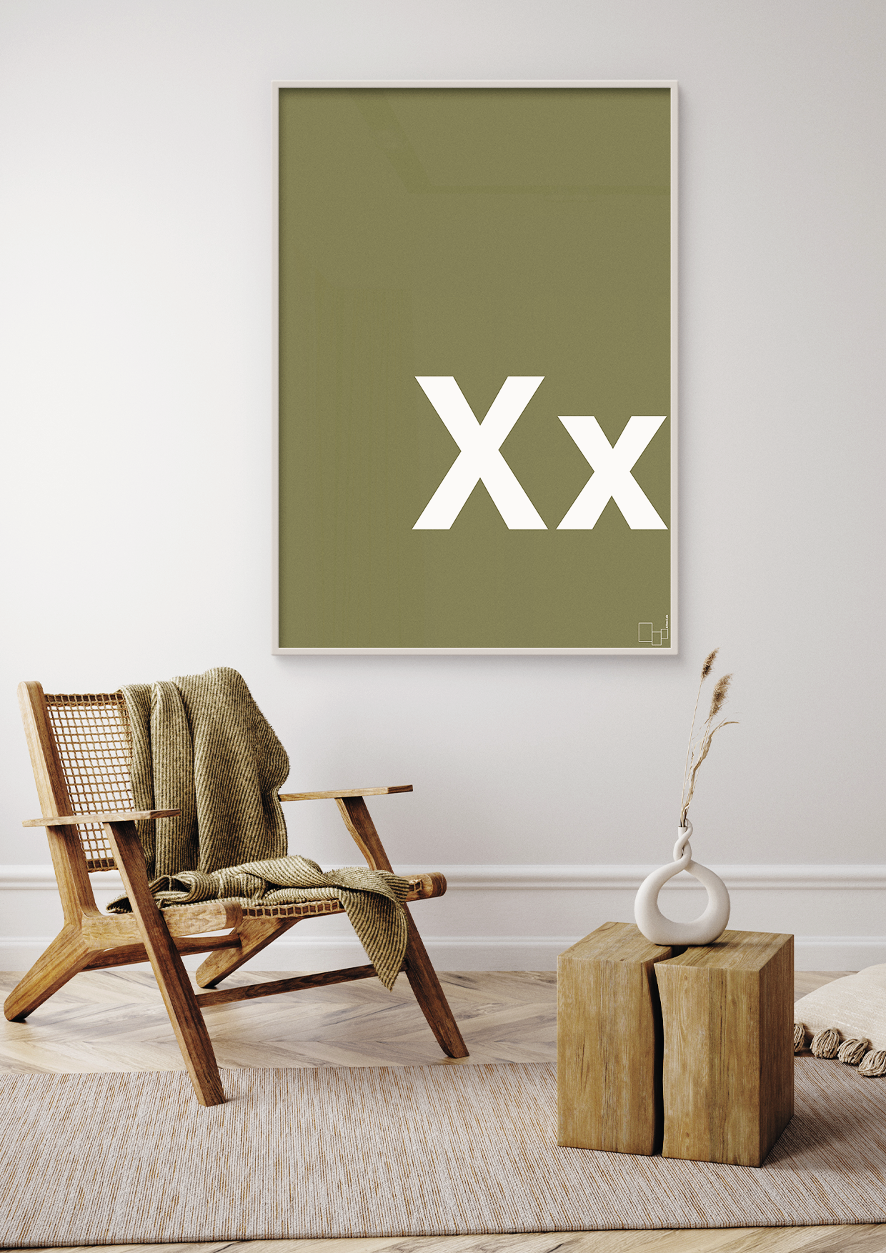 plakat: Bogstav Xx - graphic charcoal-Bogstaver-A1two3