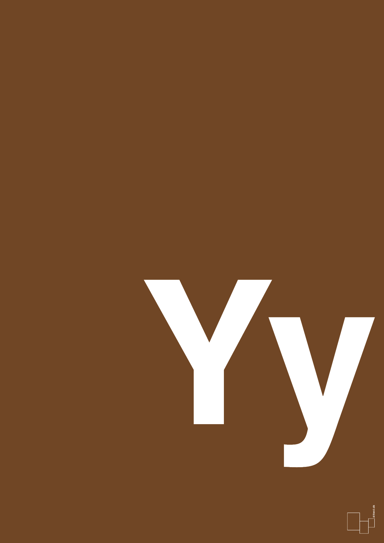 plakat: Bogstav Yy - dark brown-Bogstaver-A1two3