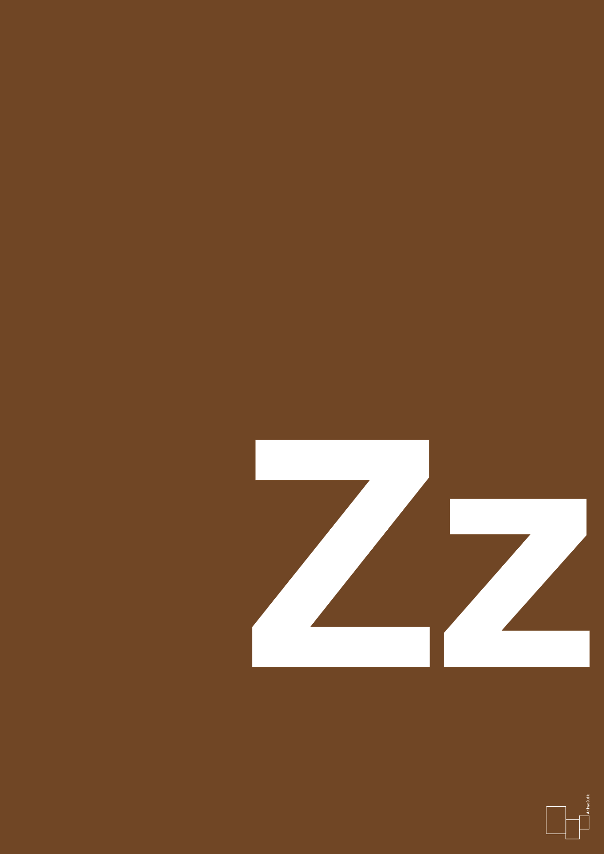 plakat: Bogstav Zz - dark brown-Bogstaver-A1two3